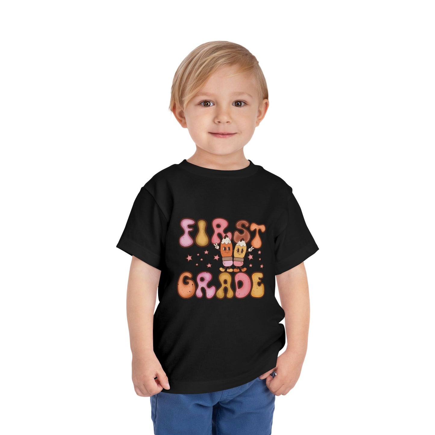 First Grade Bubble Letters T-Shirt | Cute Retro Back to School Kids Tee