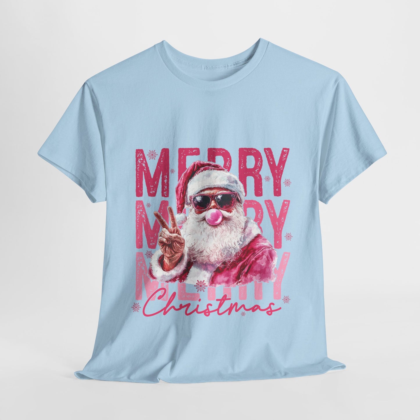Cool Santa Bubblegum T-Shirt - Pink Merry Christmas Tee