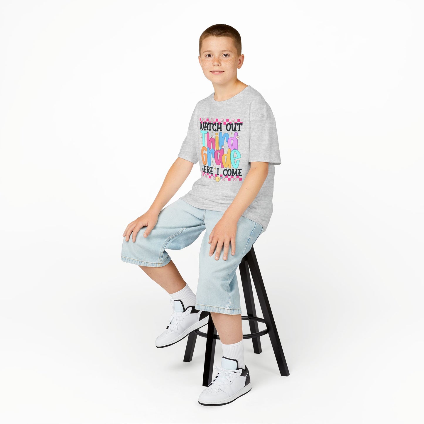 Watch Out Third Grade Shirt - Colorful Kids Back to School Tee, Heavy Cotton T-Shirt for 3rd Grade, First Day of School Outfit
