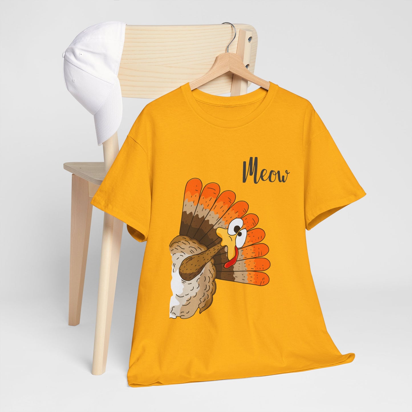 Funny Cat Turkey T-Shirt - Thanksgiving Meow Cat Lover Tee