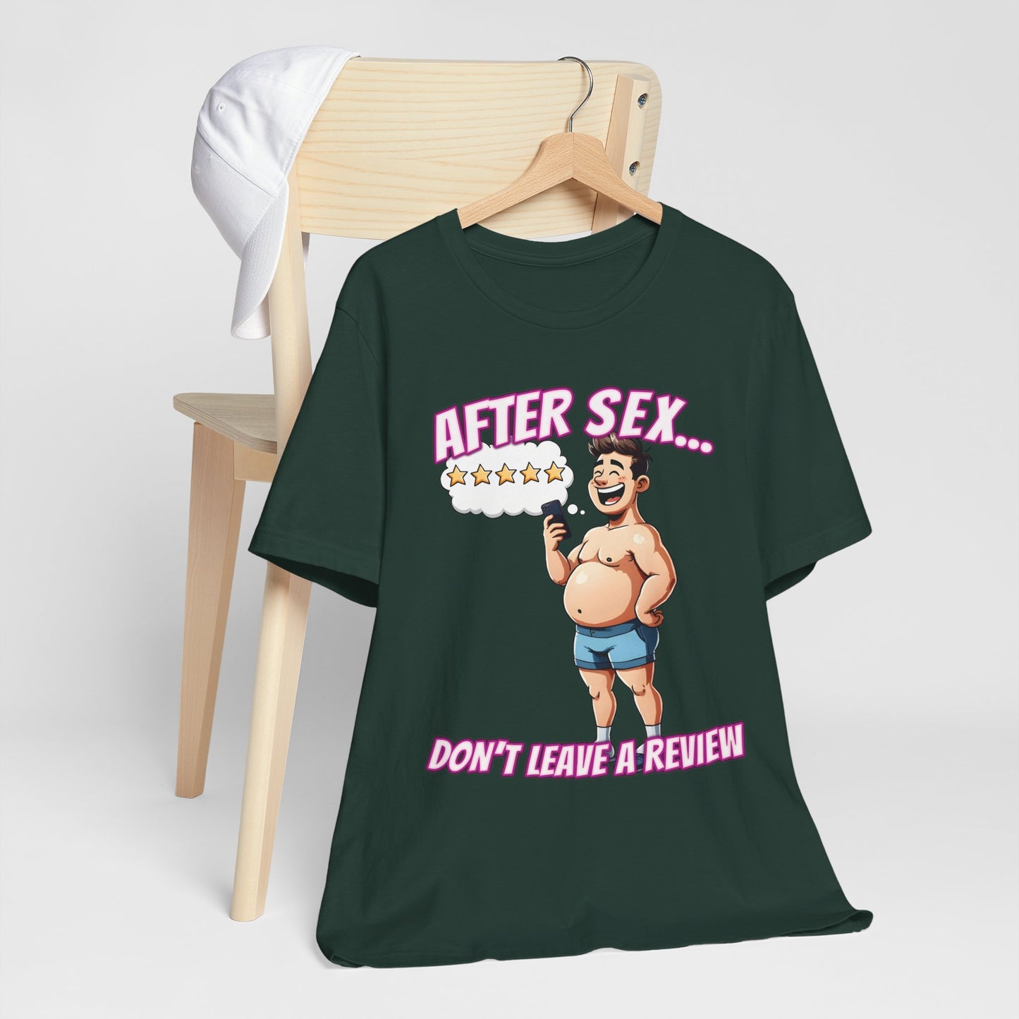 After Sex Don't Leave a Review Shirt - Funny 5 Star Guy Cartoon Tee - Sarcastic Dating Humor T-Shirt for Men