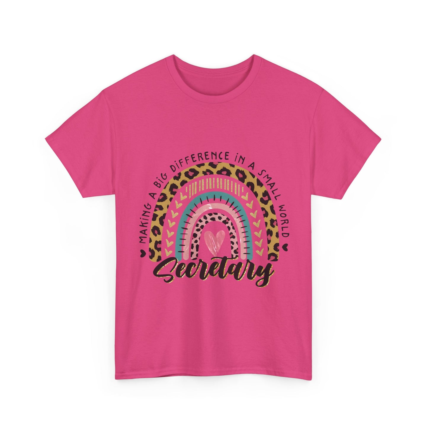 Secretary Rainbow Shirt - Cute Leopard Print Office Tee for Secretaries, Glam Animal Print Heart Gift, Boho Office Assistant T-Shirt