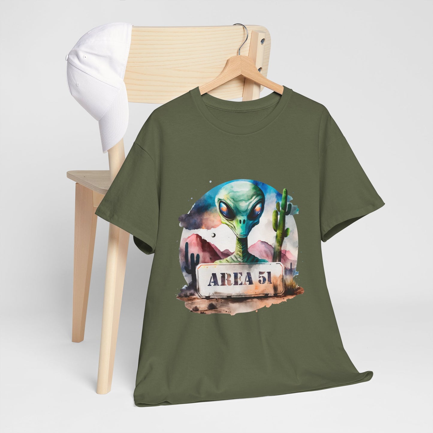 Area 51 Alien Shirt - Watercolor UFO Desert Tee, Roswell Sci-Fi Aesthetic T-Shirt