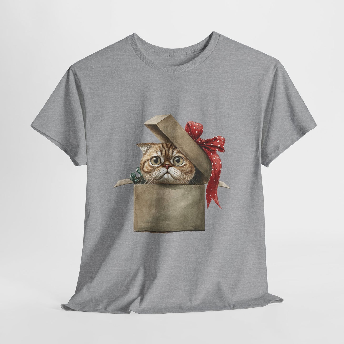 Christmas Gift Box Cat T-Shirt - Kitty in Present Tee