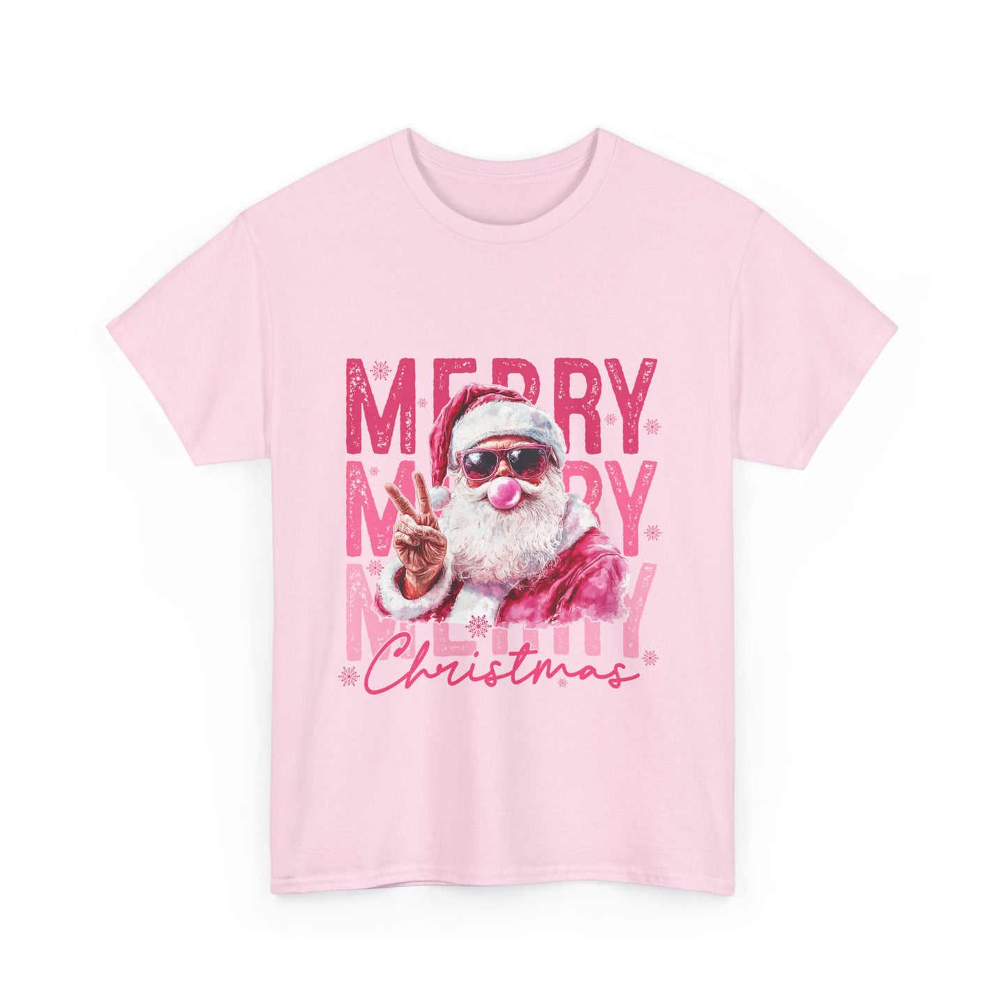 Cool Santa Bubblegum T-Shirt - Pink Merry Christmas Tee