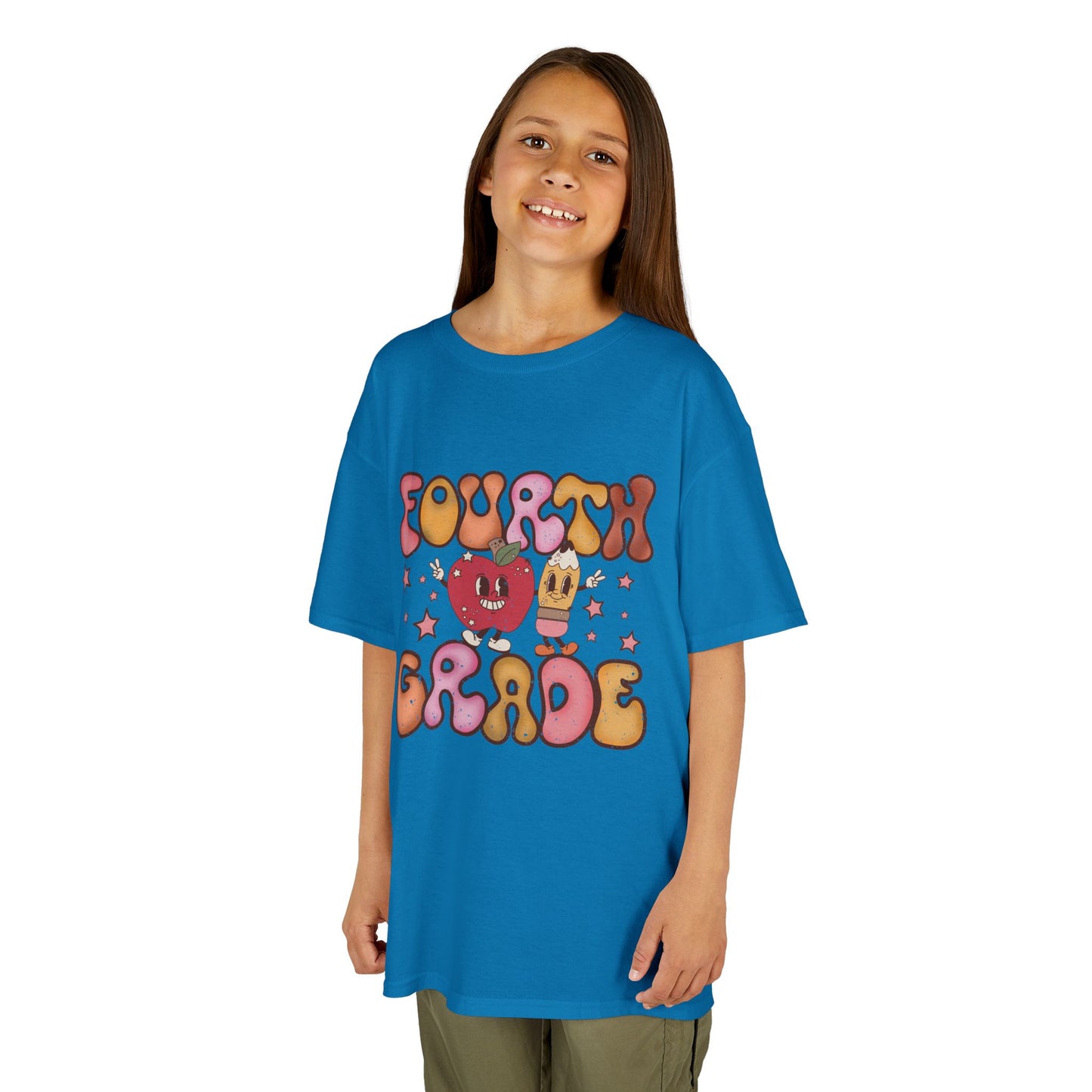 Fourth Grade Bubble Letters T-Shirt | Retro Kawaii Back to School Kids Tee