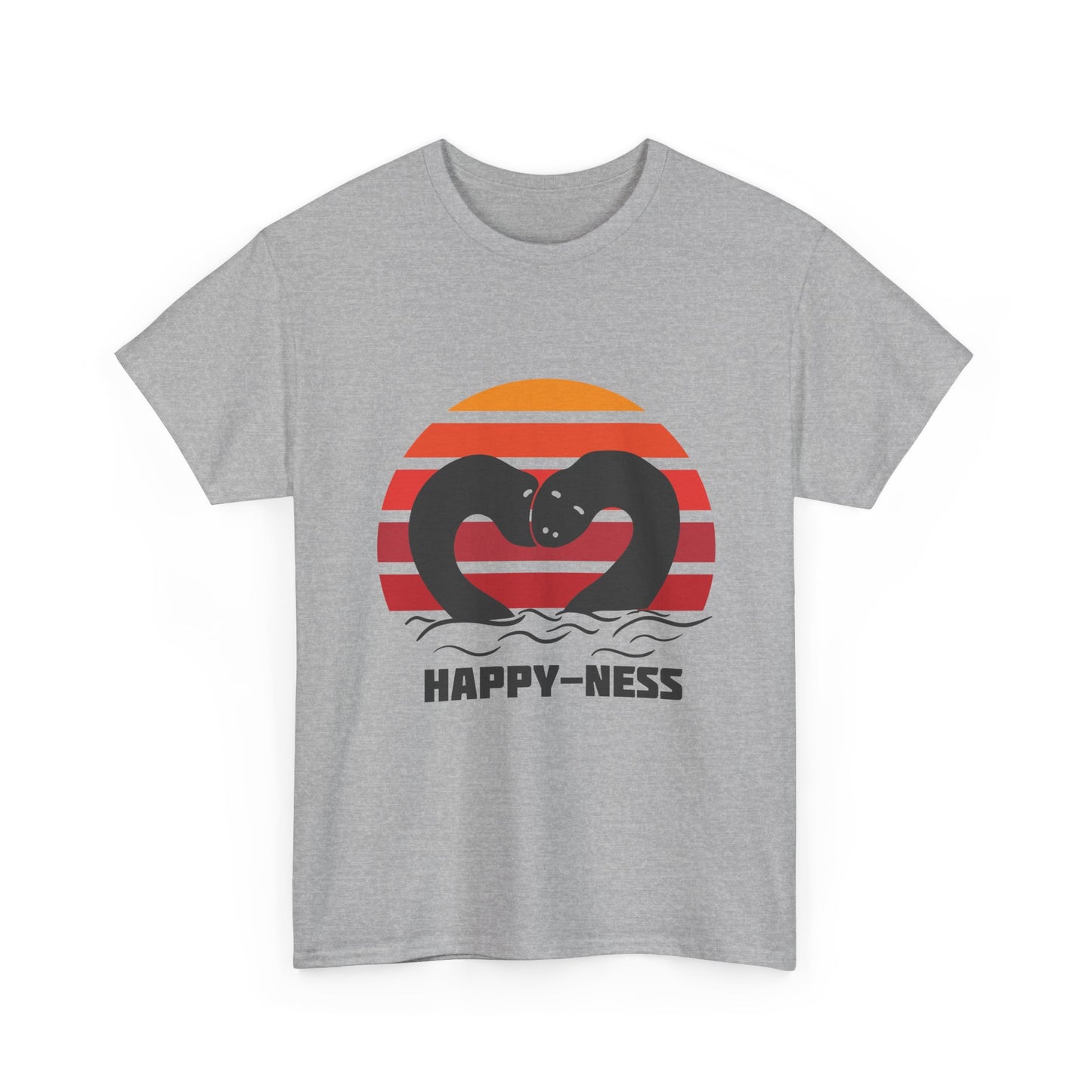 Happy-Ness Loch Ness Shirt - Cute Nessie Heart Retro Sunset Tee - Scotland Souvenir