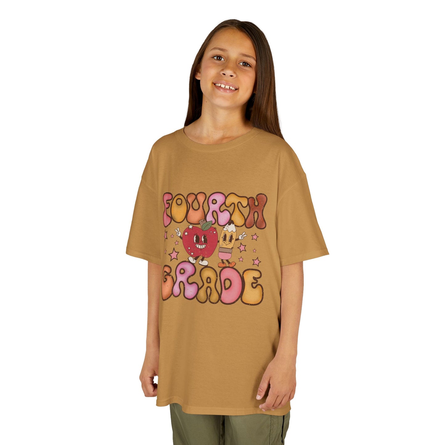 Fourth Grade Bubble Letters T-Shirt | Retro Kawaii Back to School Kids Tee