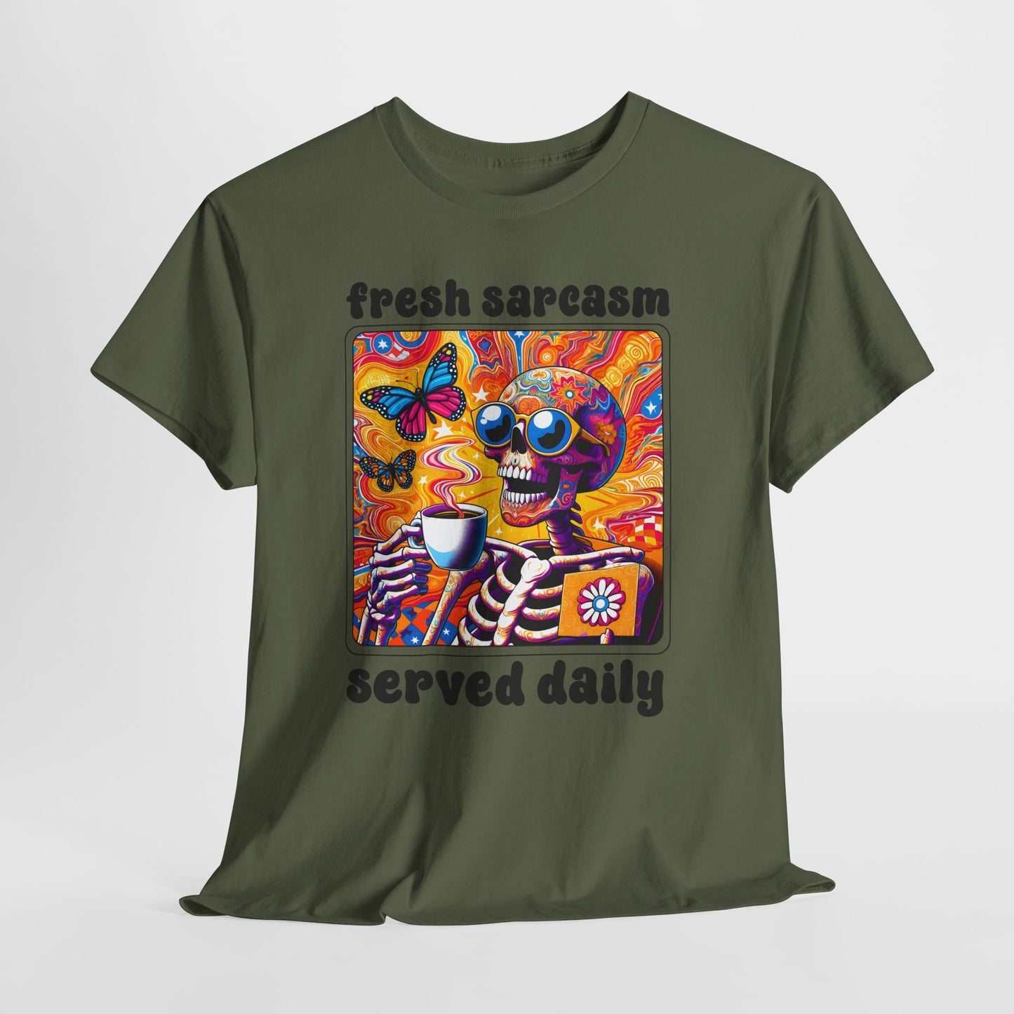 Psychedelic Coffee Skeleton T-Shirt - Trippy Boho Butterfly Tee