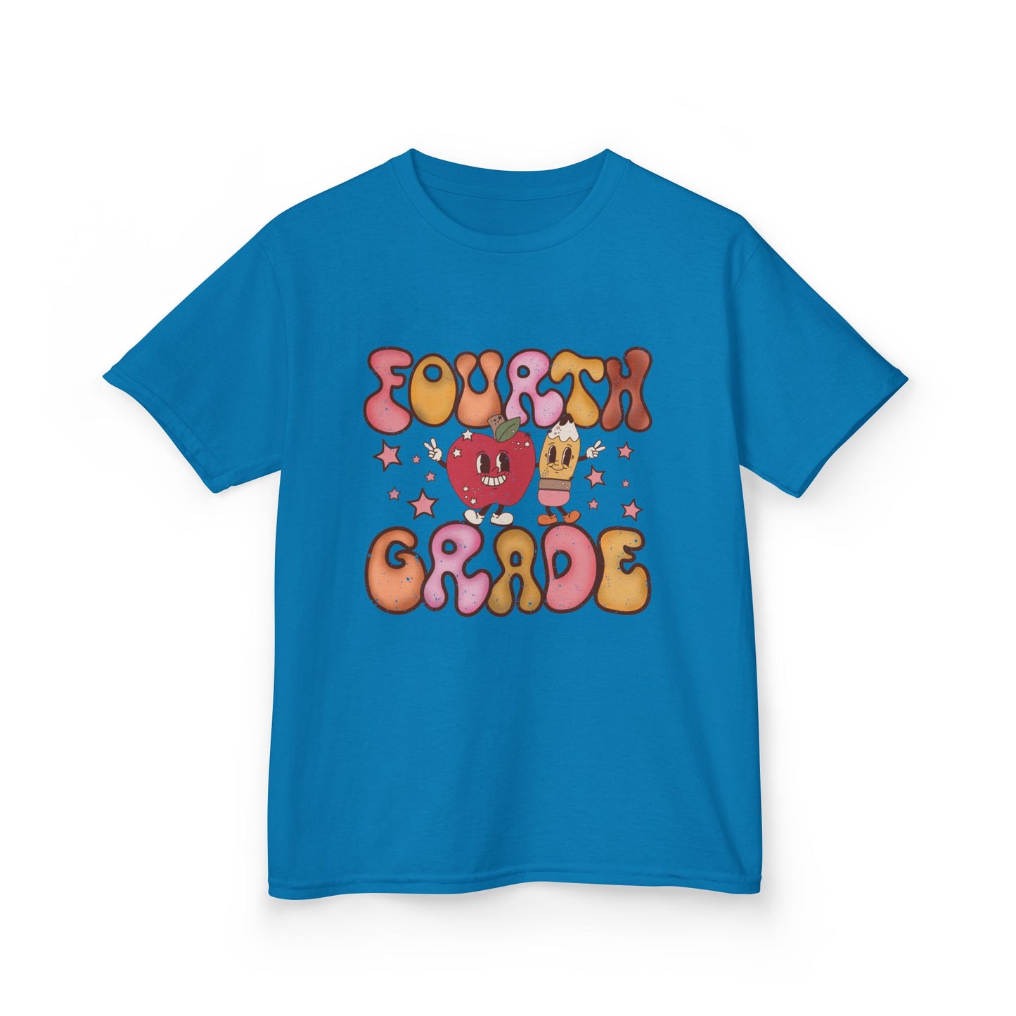 Fourth Grade Bubble Letters T-Shirt | Retro Kawaii Back to School Kids Tee