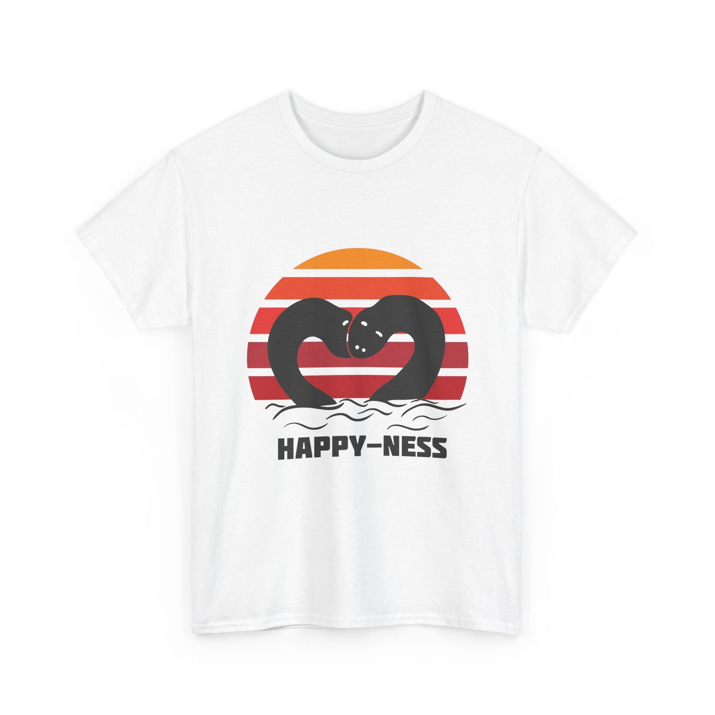 Happy-Ness Loch Ness Shirt - Cute Nessie Heart Retro Sunset Tee - Scotland Souvenir