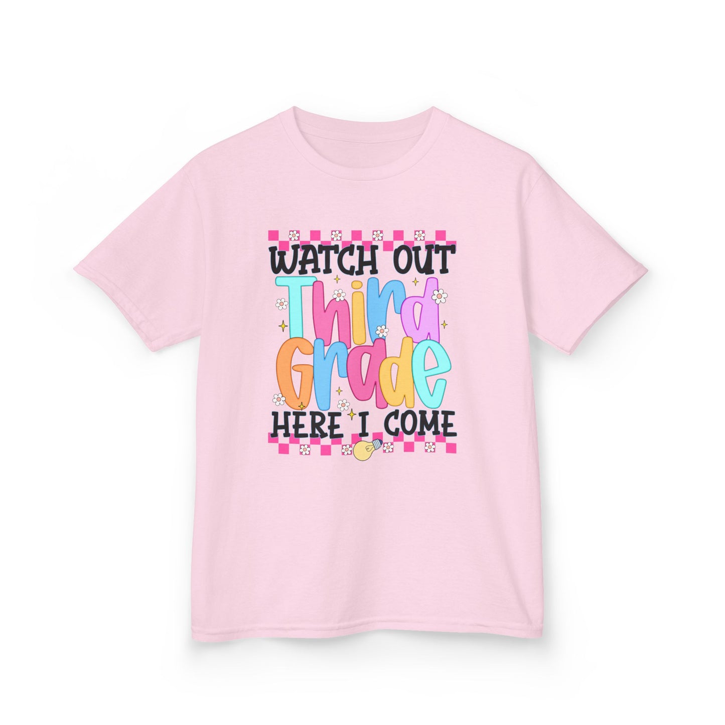 Watch Out Third Grade Shirt - Colorful Kids Back to School Tee, Heavy Cotton T-Shirt for 3rd Grade, First Day of School Outfit