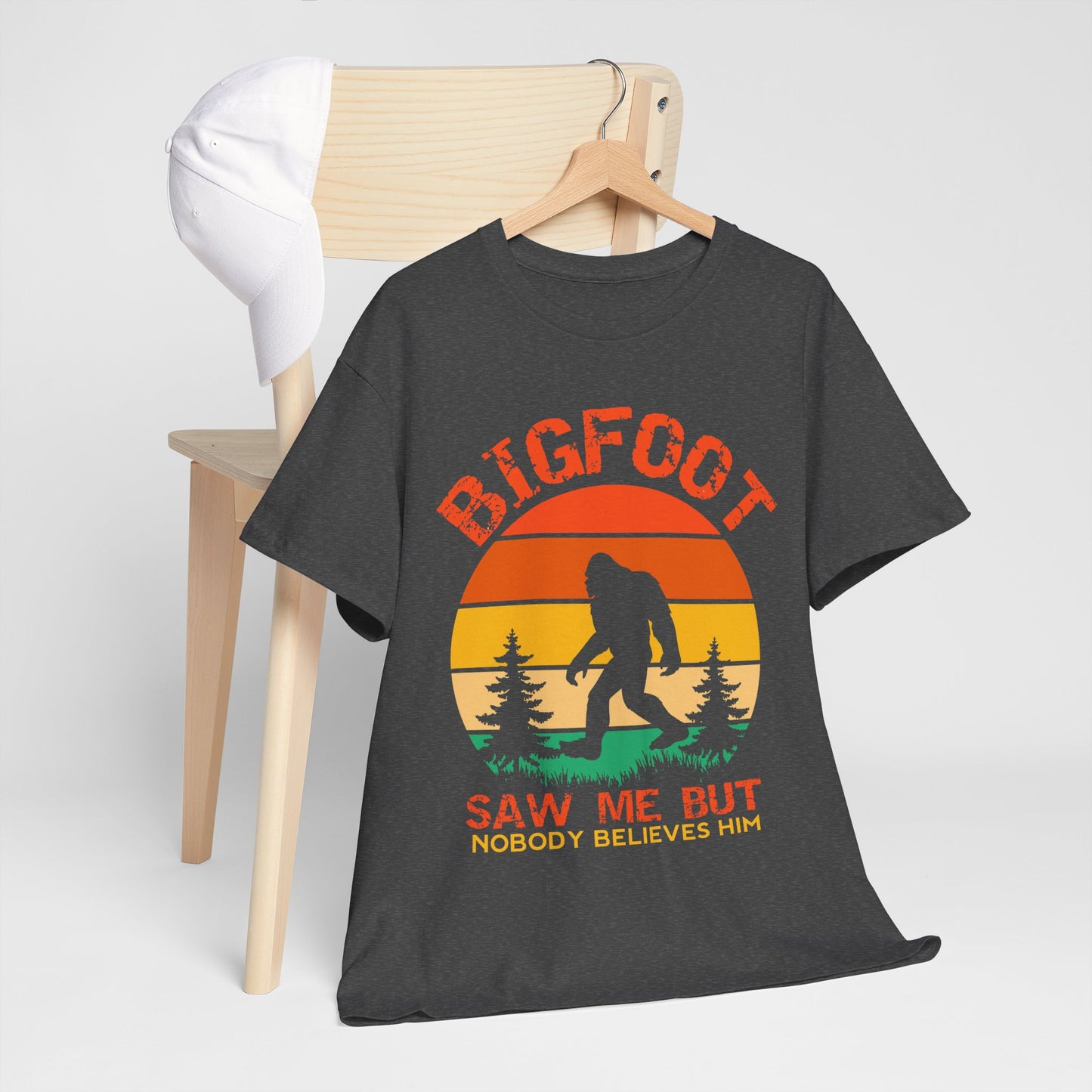 Bigfoot Saw Me But Nobody Believes Him T-Shirt - Retro Camping Cryptid Tee