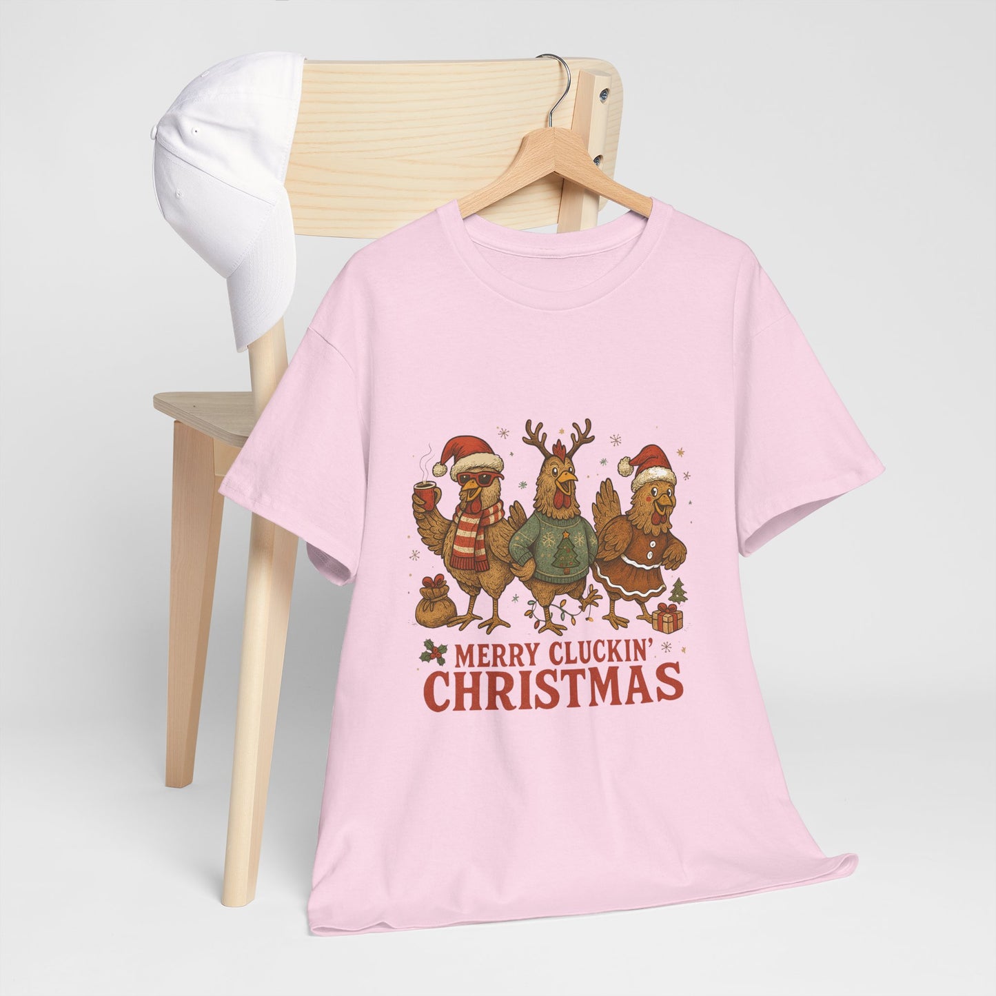 Merry Cluckin' Christmas Chicken T-Shirt - Funny Holiday Farm Tee