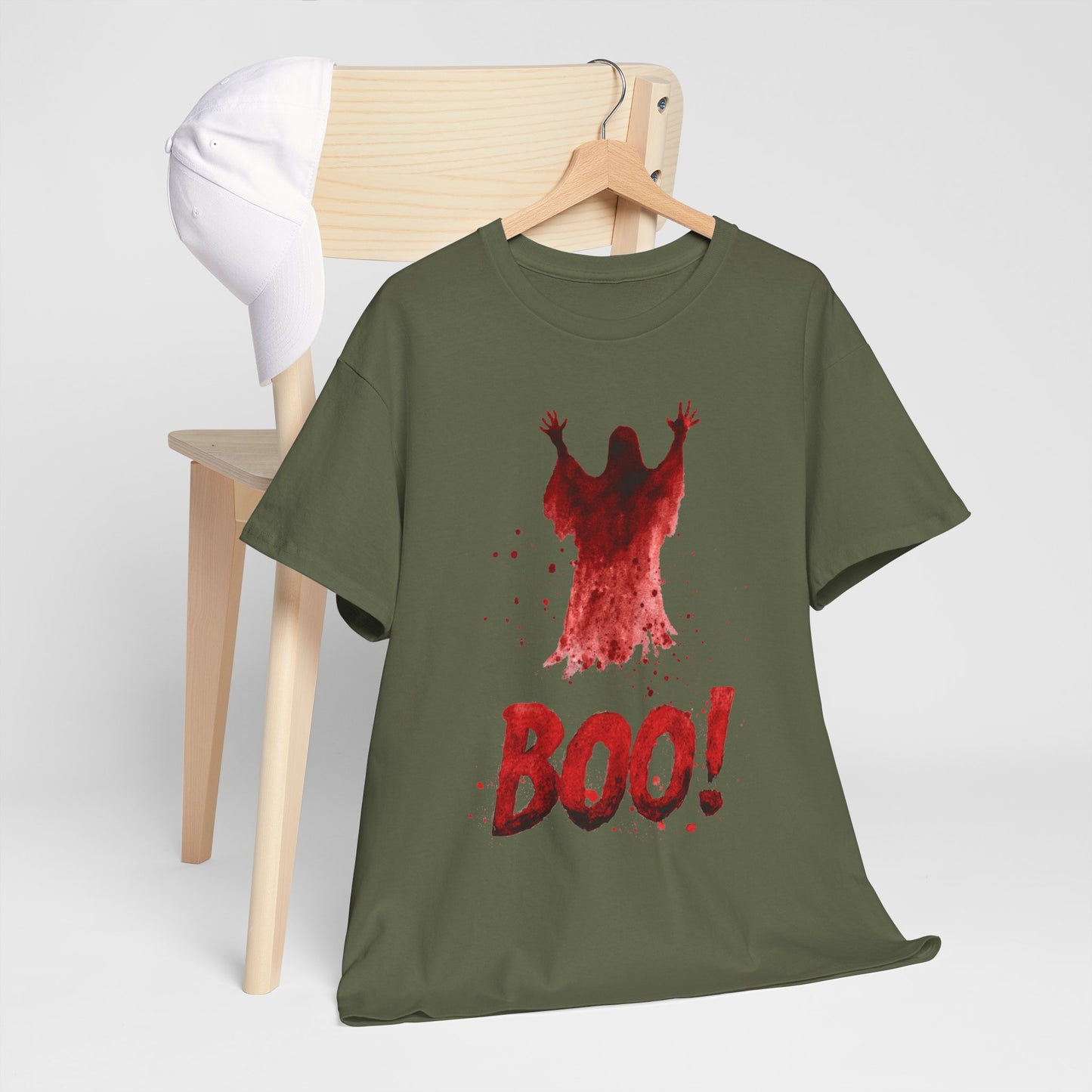 Boo Ghost Halloween T-Shirt - Red Spirit Blood Splatter Horror Tee