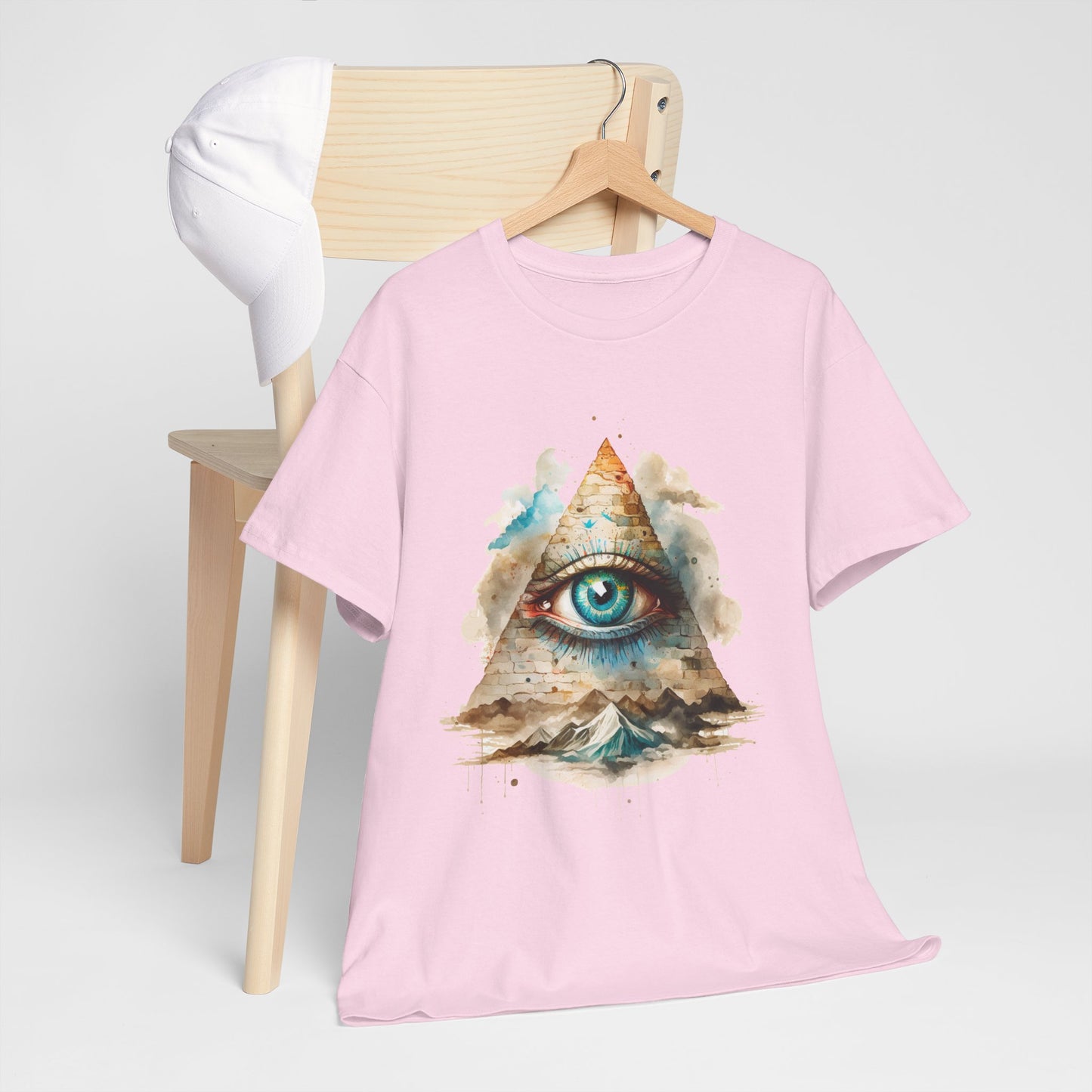 All-Seeing Eye Pyramid T-Shirt - Watercolor Illuminati Aesthetic Tee