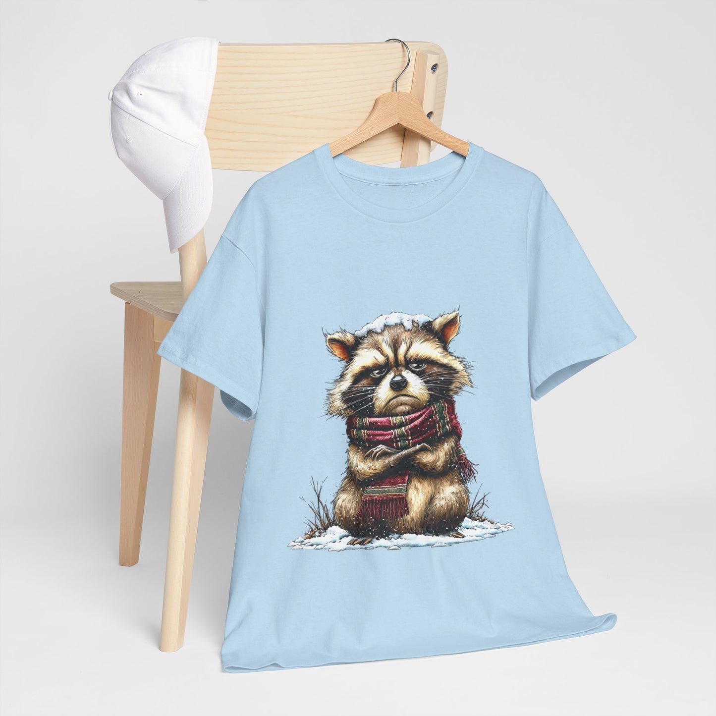 Grumpy Winter Raccoon Shirt - Funny Cozy Scarf Trash Panda Tee