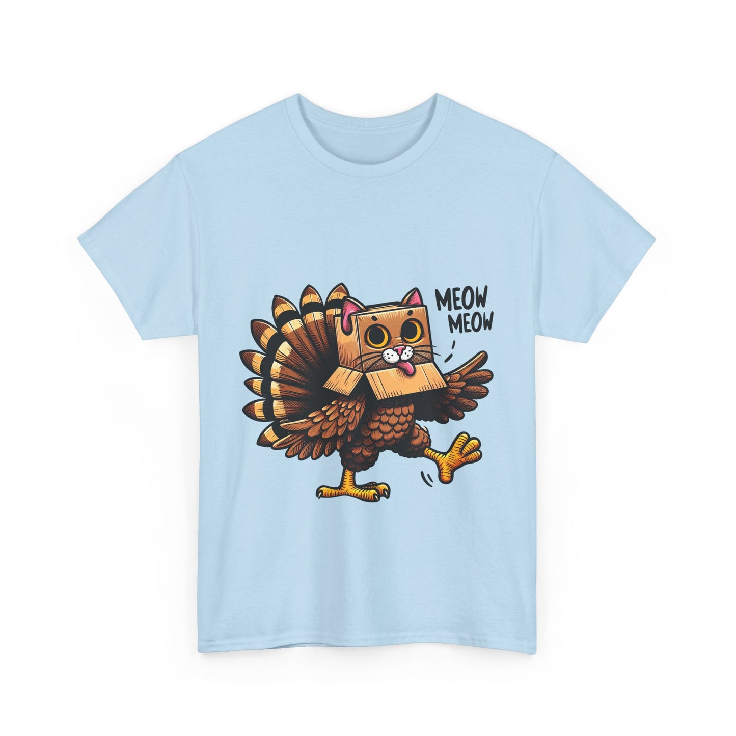 Funny Turkey Cat T-Shirt - Thanksgiving Meow Meow Cat Lover Tee