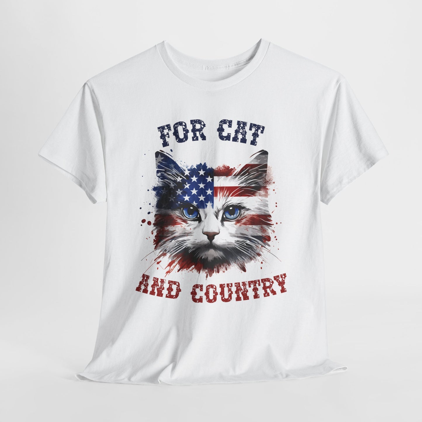 For Cat and Country Shirt - Patriotic USA Flag Cat Tee
