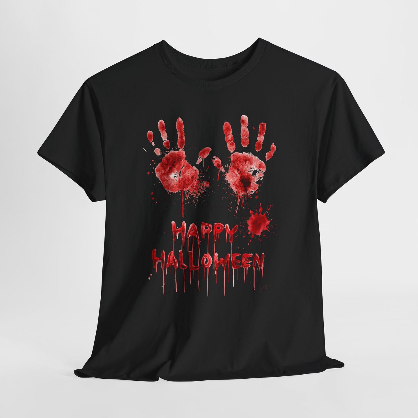 Happy Halloween Blood Handprints T-Shirt - Dripping Horror Tee