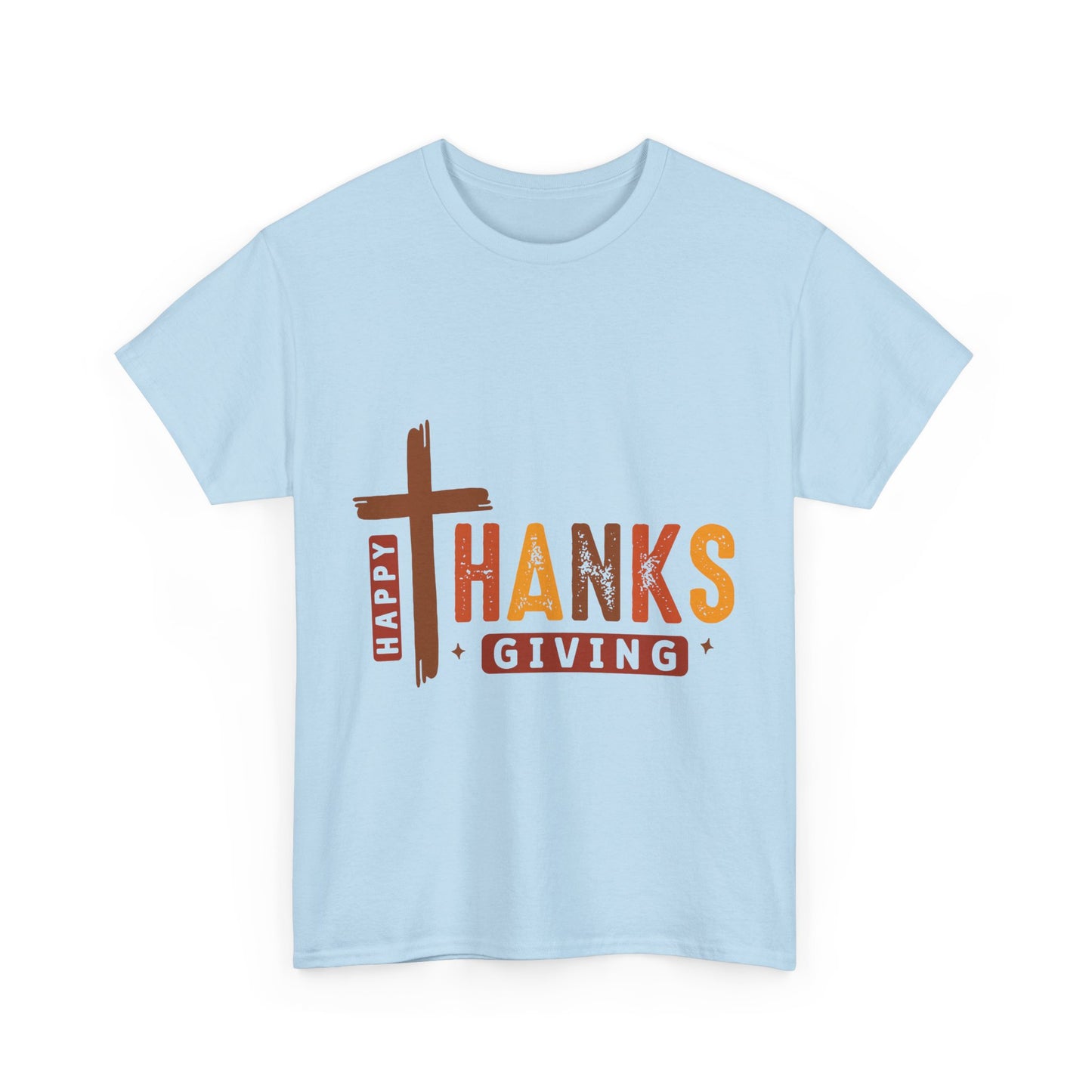 Christian Thanksgiving T-Shirt - Faith-Based “THANKS” Cross Jesus Tee