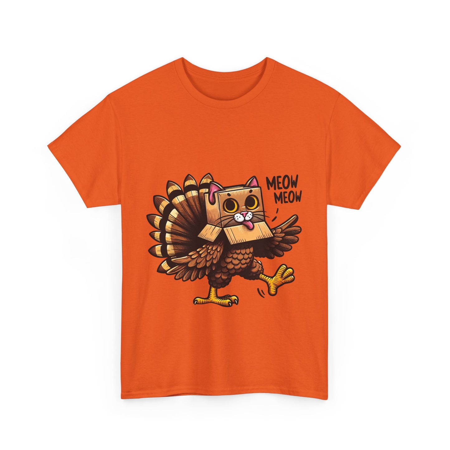 Funny Turkey Cat T-Shirt - Thanksgiving Meow Meow Cat Lover Tee