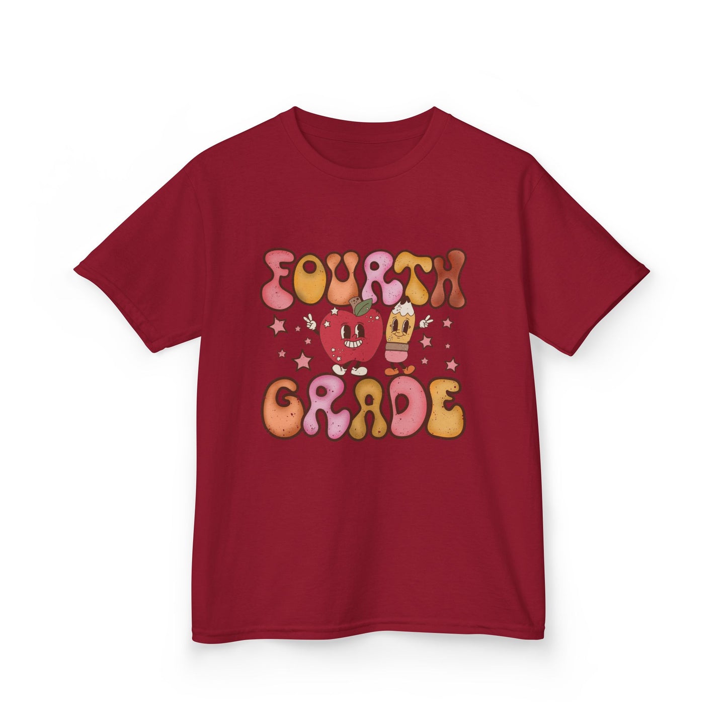 Fourth Grade Bubble Letters T-Shirt | Retro Kawaii Back to School Kids Tee