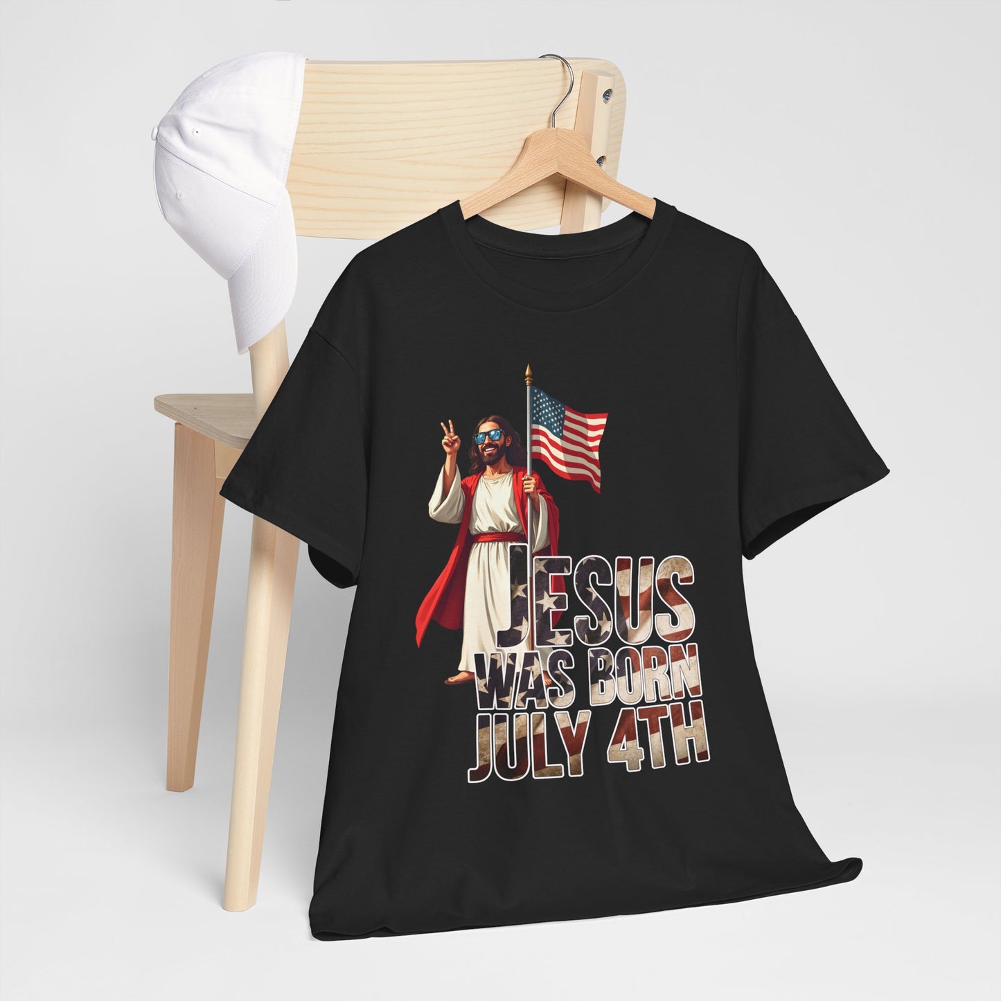 Jesus Was Born July 4th T-Shirt - Patriotic Christian Tee for True Americans