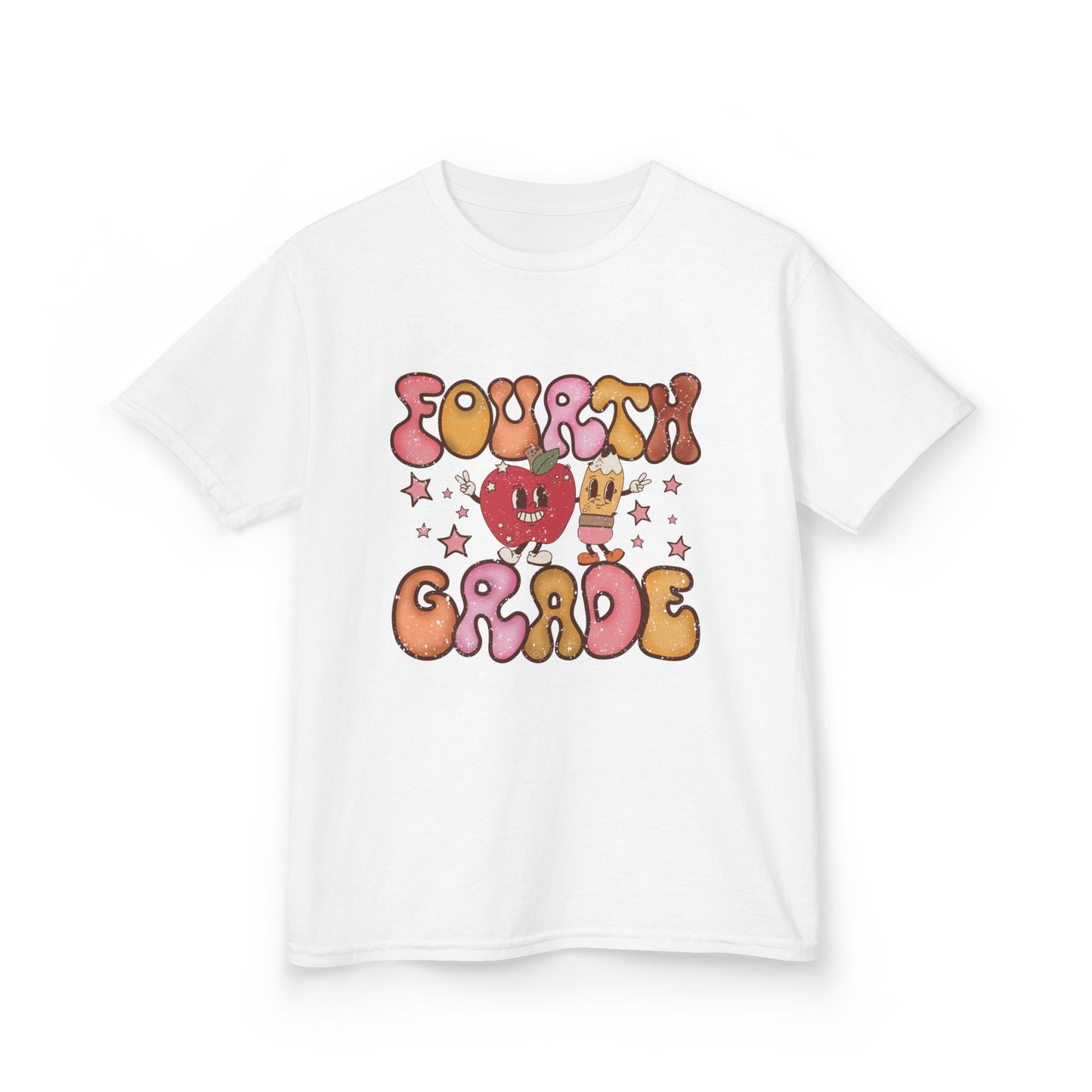 Fourth Grade Bubble Letters T-Shirt | Retro Kawaii Back to School Kids Tee