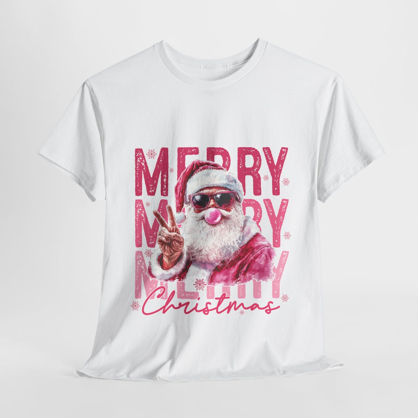 Cool Santa Bubblegum T-Shirt - Pink Merry Christmas Tee