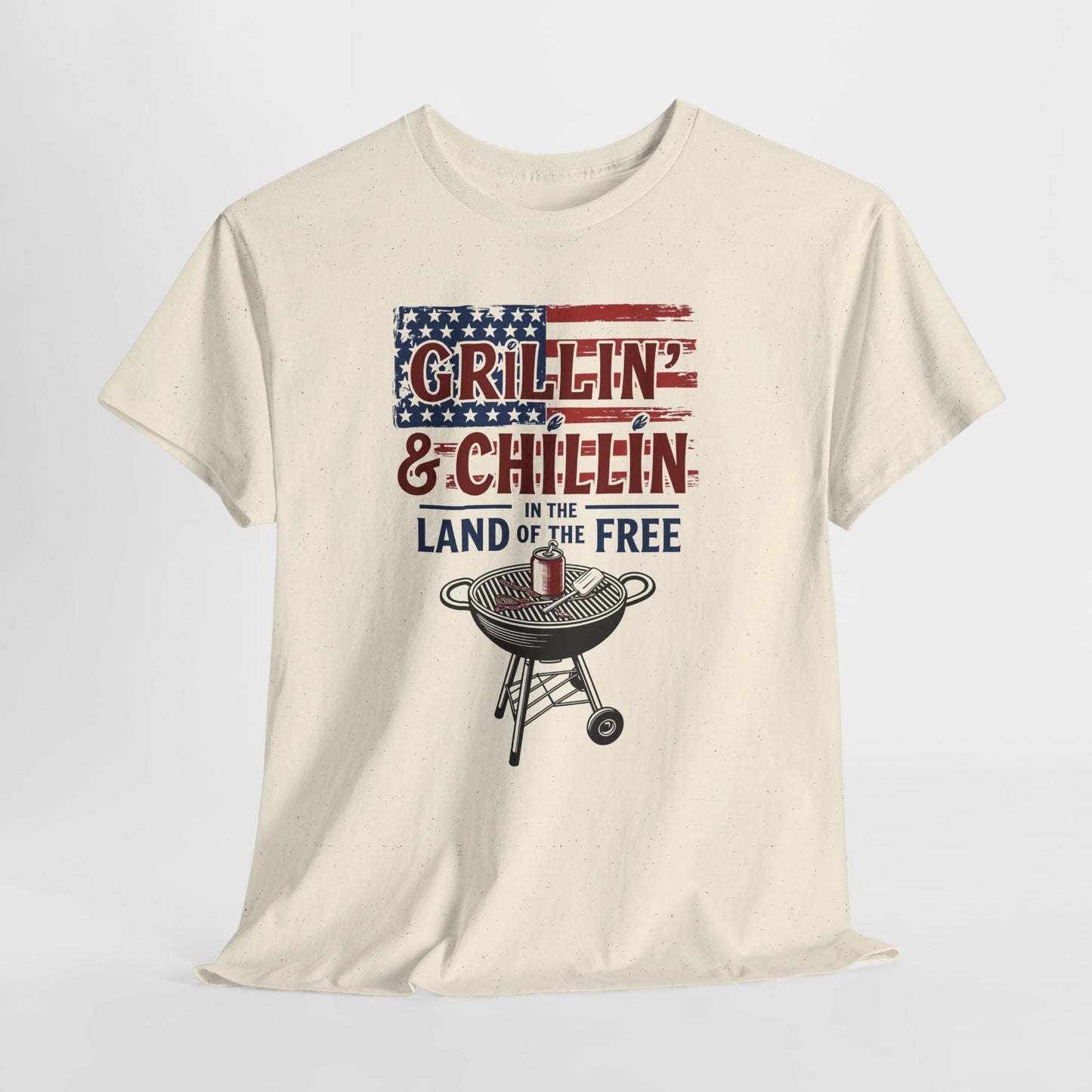 Grillin and Chillin T-Shirt - Funny Patriotic BBQ 4th of July Tee