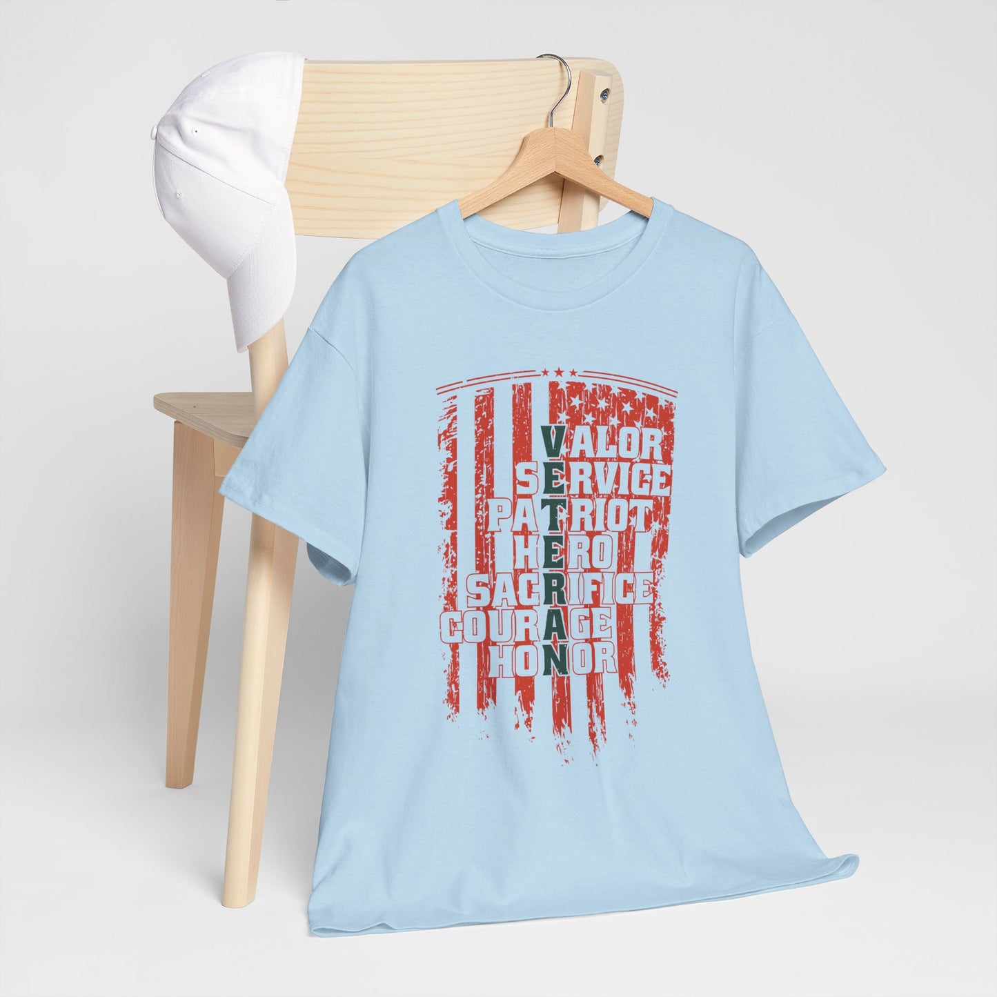 Veteran Word Art T-Shirt - Military Acronym Flag Tee