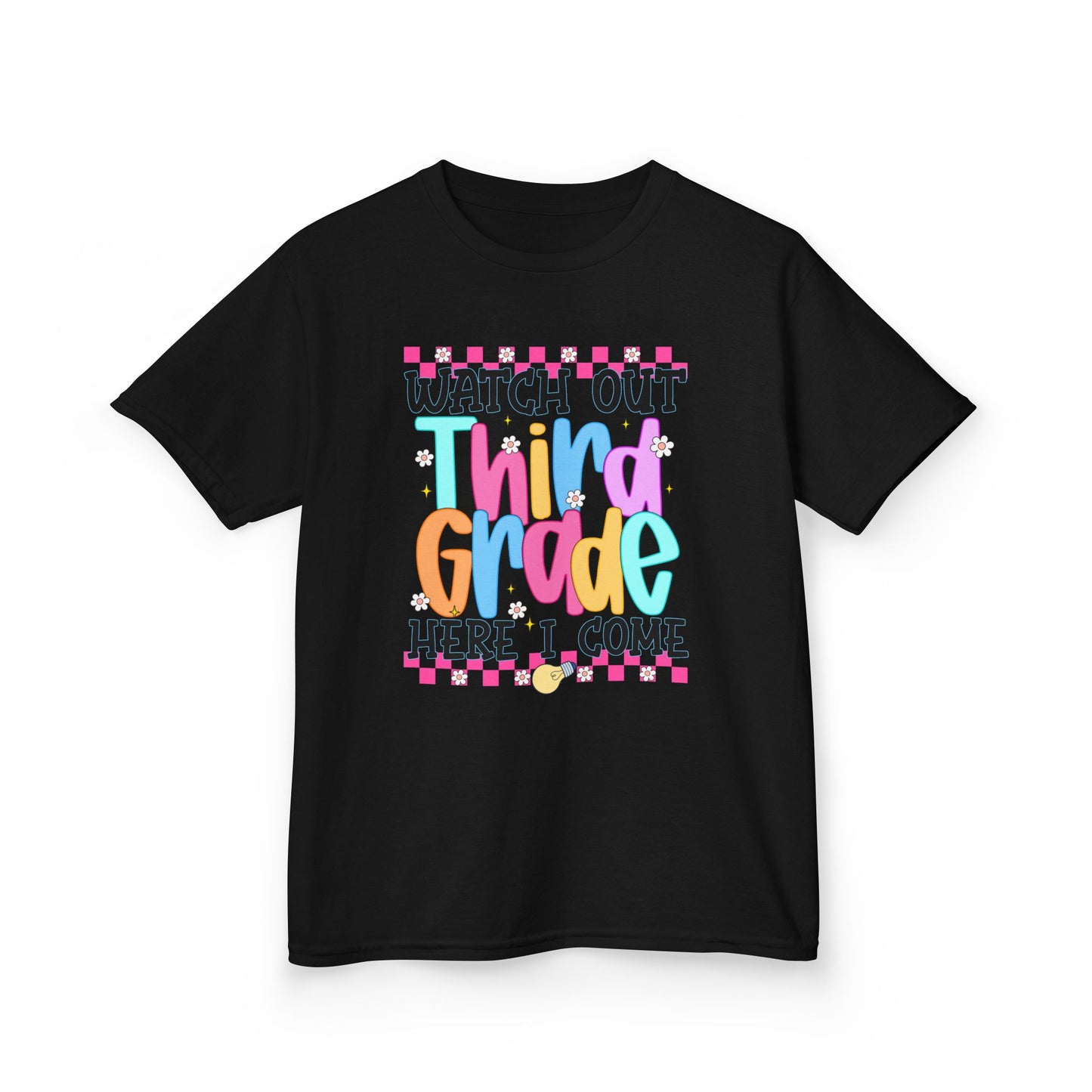 Watch Out Third Grade Shirt - Colorful Kids Back to School Tee, Heavy Cotton T-Shirt for 3rd Grade, First Day of School Outfit