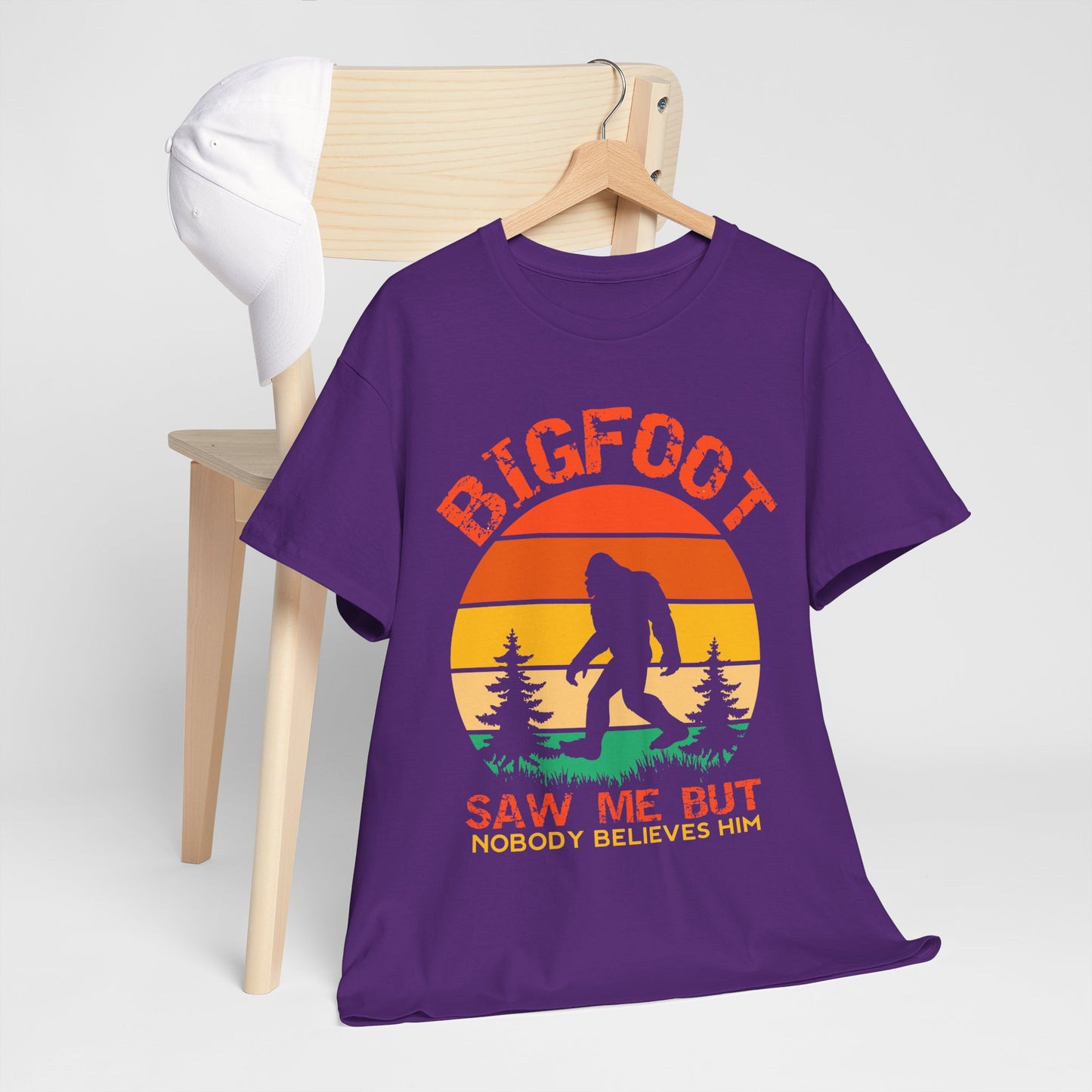 Bigfoot Saw Me But Nobody Believes Him T-Shirt - Retro Camping Cryptid Tee