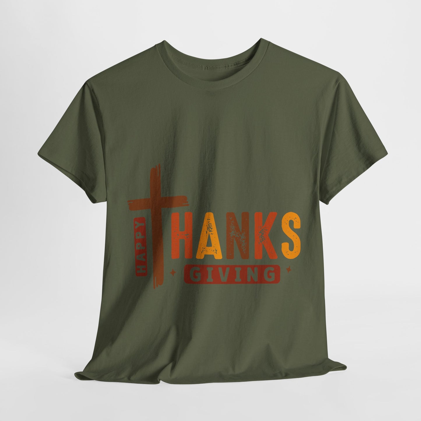 Christian Thanksgiving T-Shirt - Faith-Based “THANKS” Cross Jesus Tee
