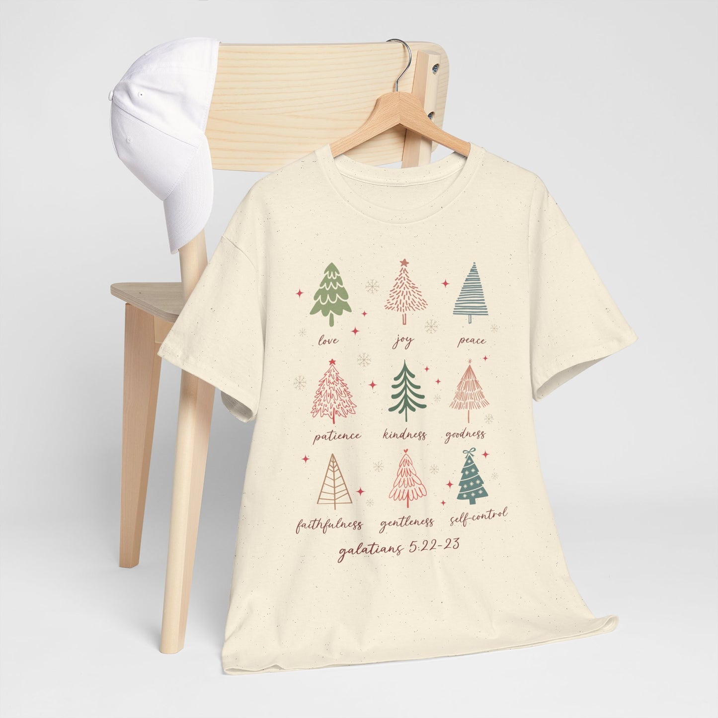Fruits of the Spirit Christmas T-Shirt - Galatians 5:22-23 Faith Tee