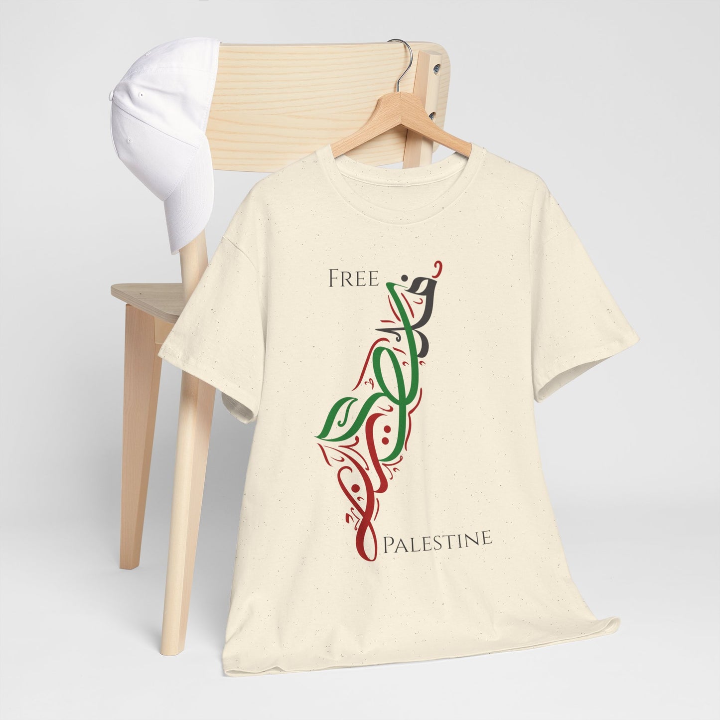 Free Palestine Map T-Shirt - Artistic Palestinian Calligraphy Solidarity Tee