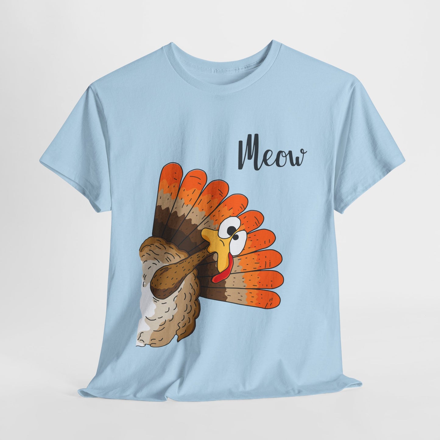Funny Cat Turkey T-Shirt - Thanksgiving Meow Cat Lover Tee