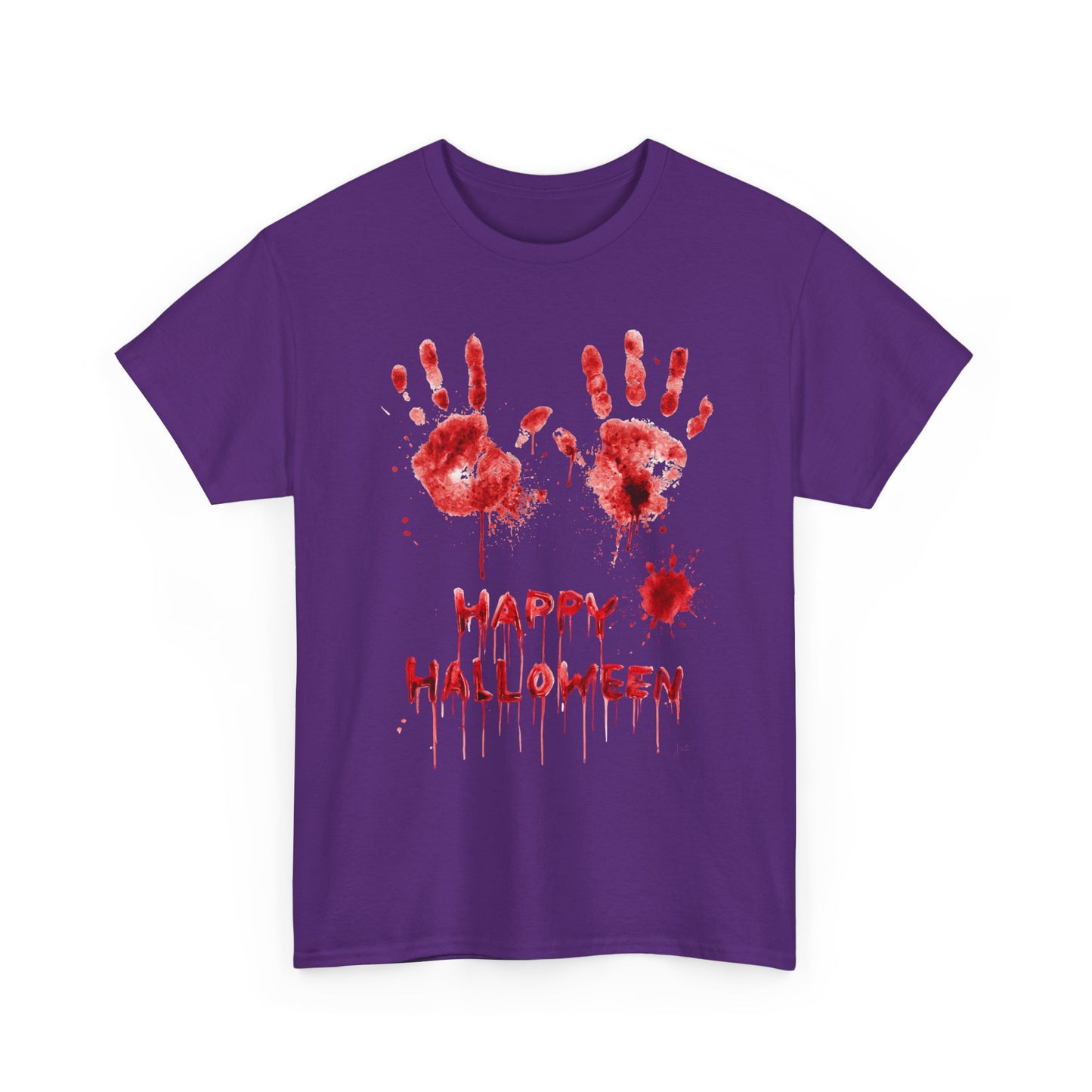Happy Halloween Blood Handprints T-Shirt - Dripping Horror Tee