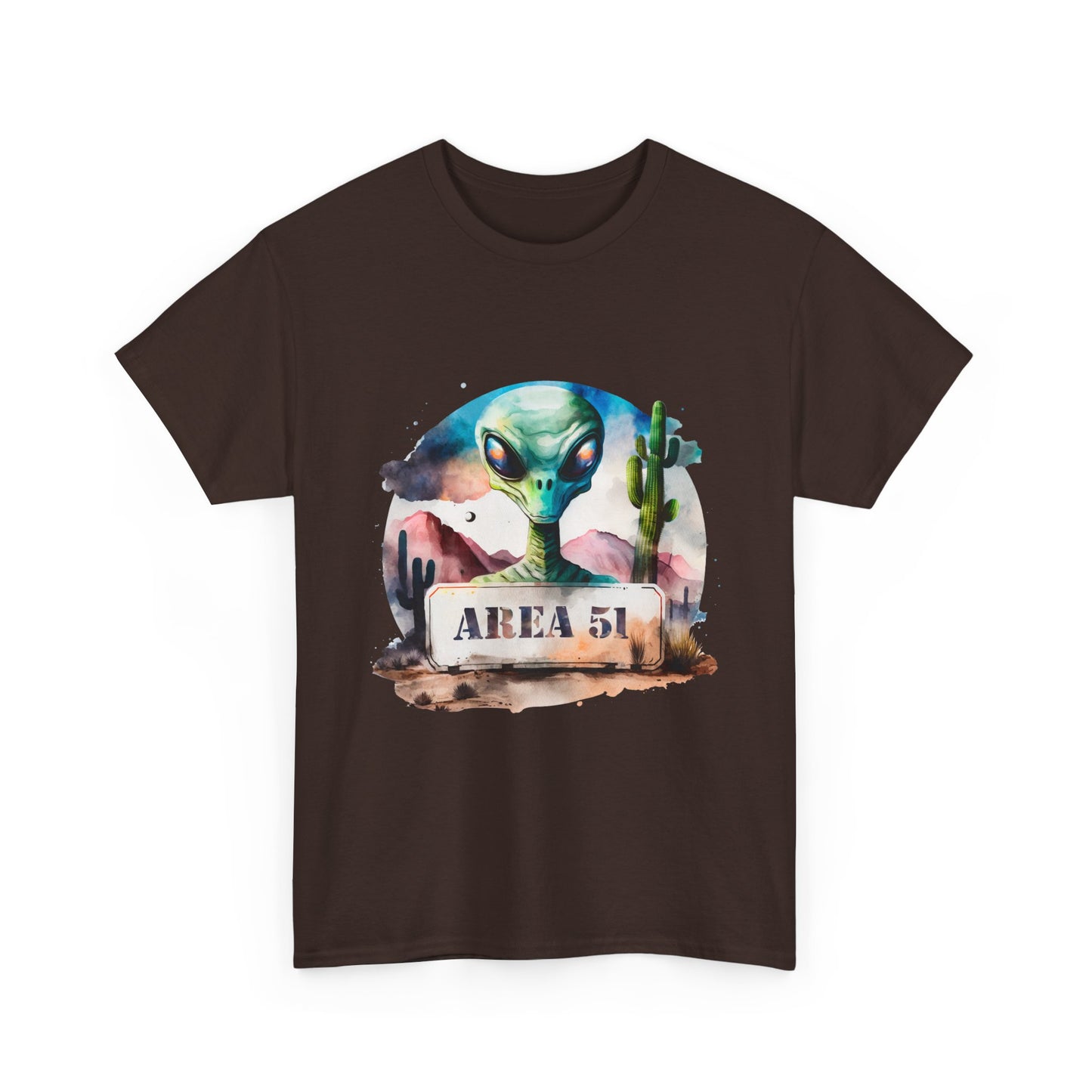 Area 51 Alien Shirt - Watercolor UFO Desert Tee, Roswell Sci-Fi Aesthetic T-Shirt