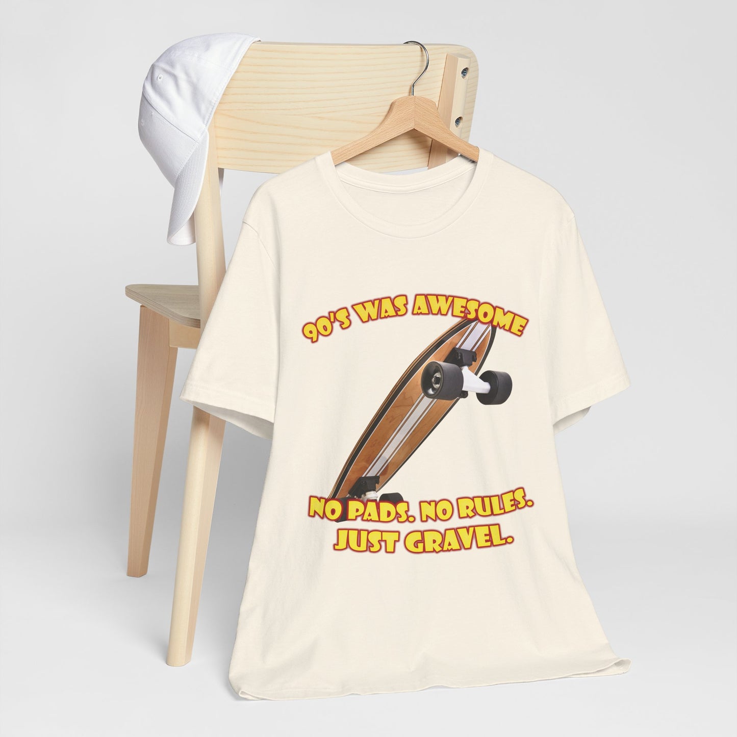 Koszulka do skateboardingu „No Pads No Rules” – koszulka Gravel z lat 90.