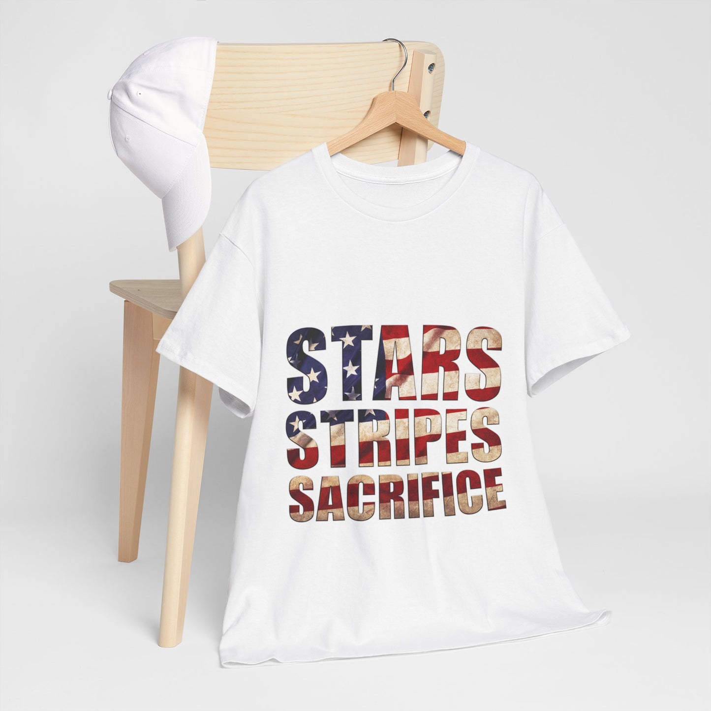 Stars Stripes Sacrifice T-Shirt - Patriotic Veteran USA Flag Tee
