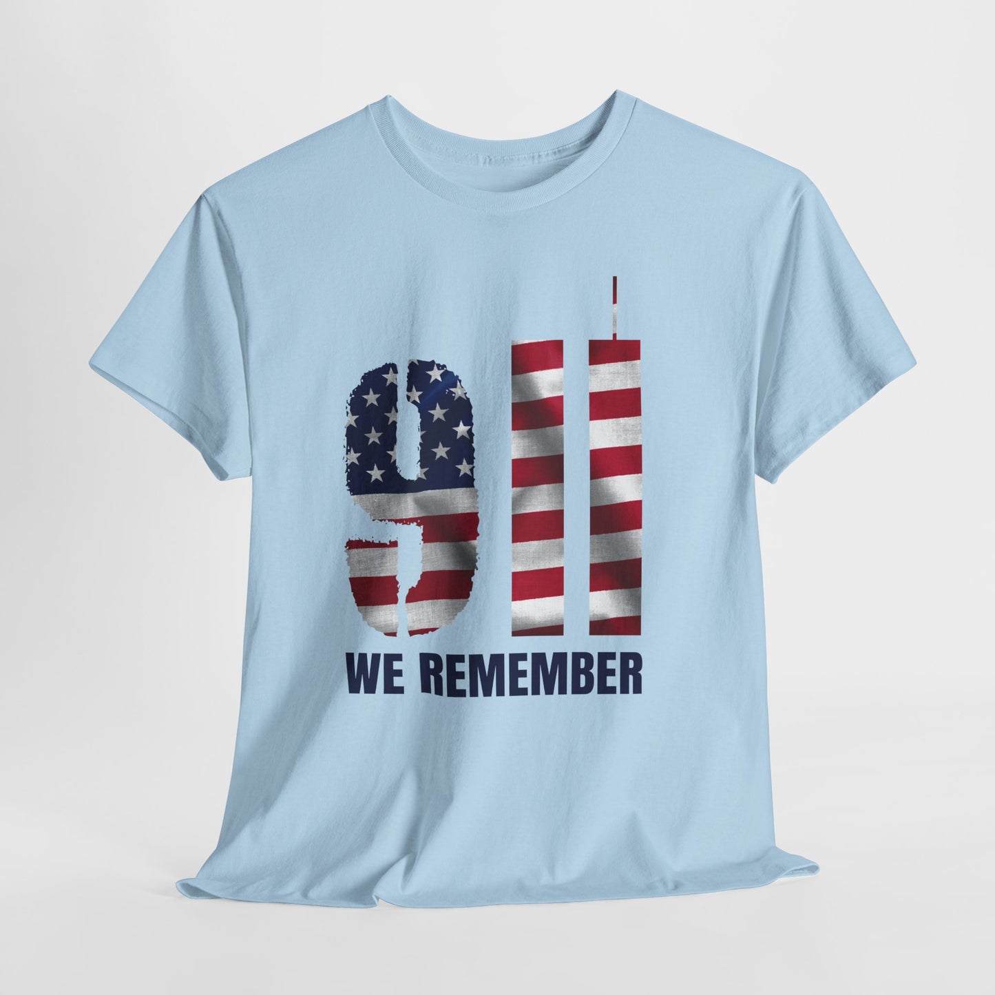 9/11 We Remember T-Shirt - American Flag Twin Towers Memorial Tee