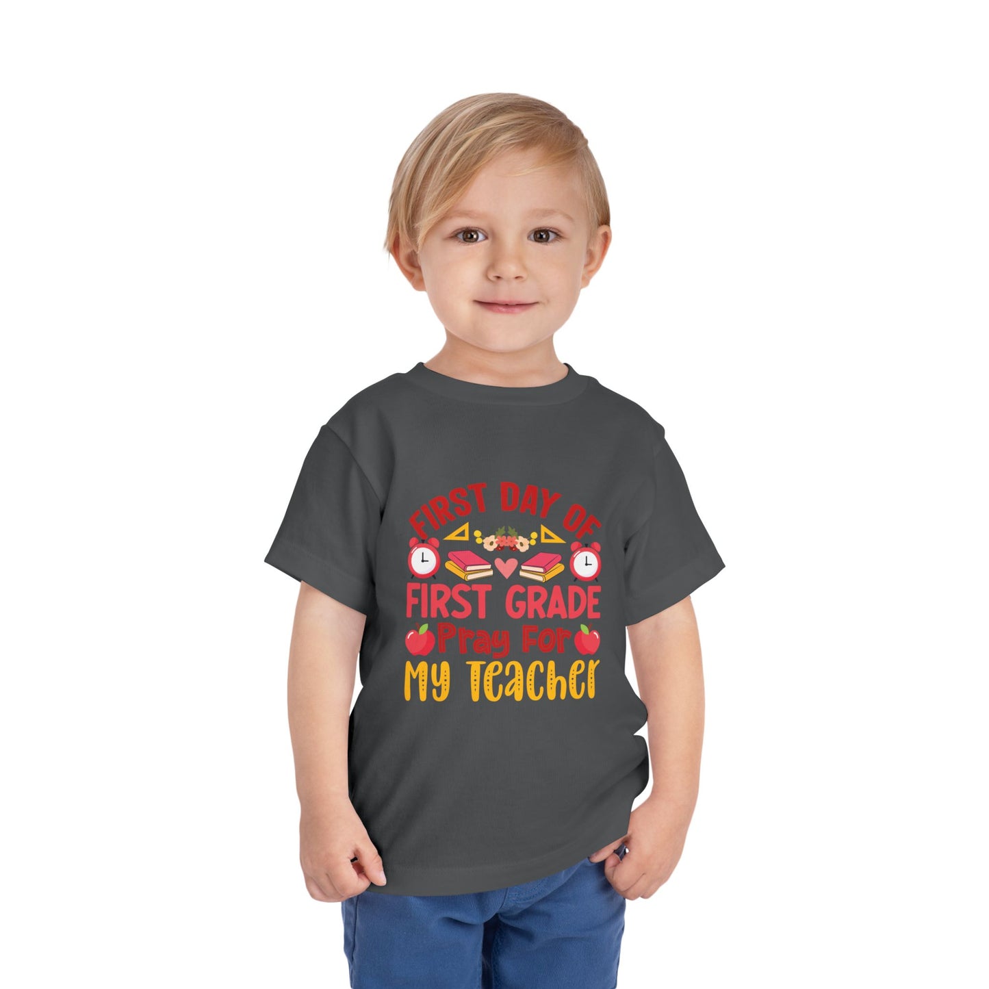 First Day of First Grade Shirt - Funny Toddler Back to School Tee, Pray for My Teacher T-Shirt, 1st Grade Humor Gift