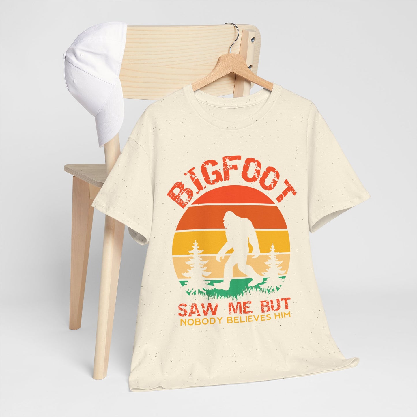Bigfoot Saw Me But Nobody Believes Him T-Shirt - Retro Camping Cryptid Tee