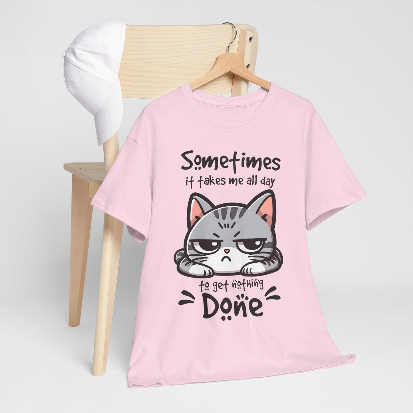 Faules Katzen-Produktivitäts-Shirt – Lustiges Grumpy-Cat-T-Shirt für Homeoffice-Tage