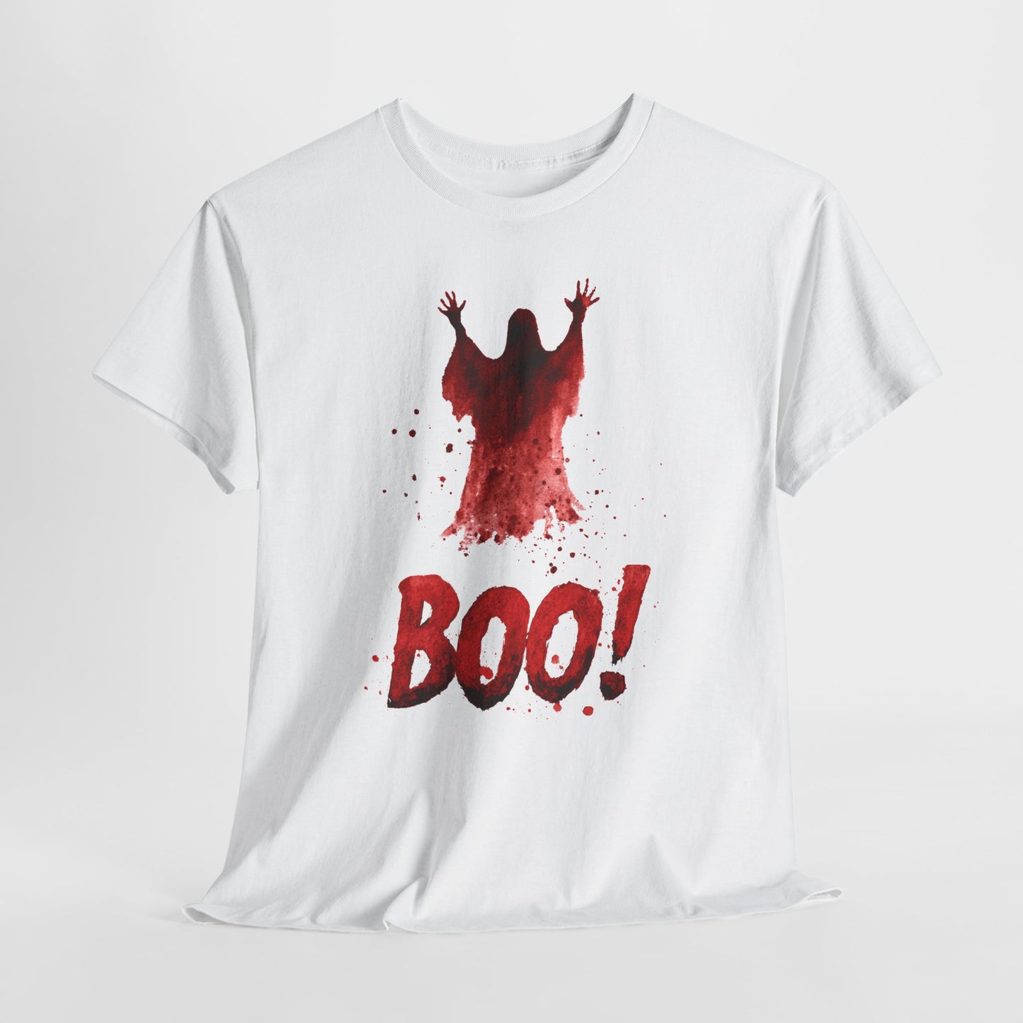 Boo Ghost Halloween T-Shirt - Red Spirit Blood Splatter Horror Tee