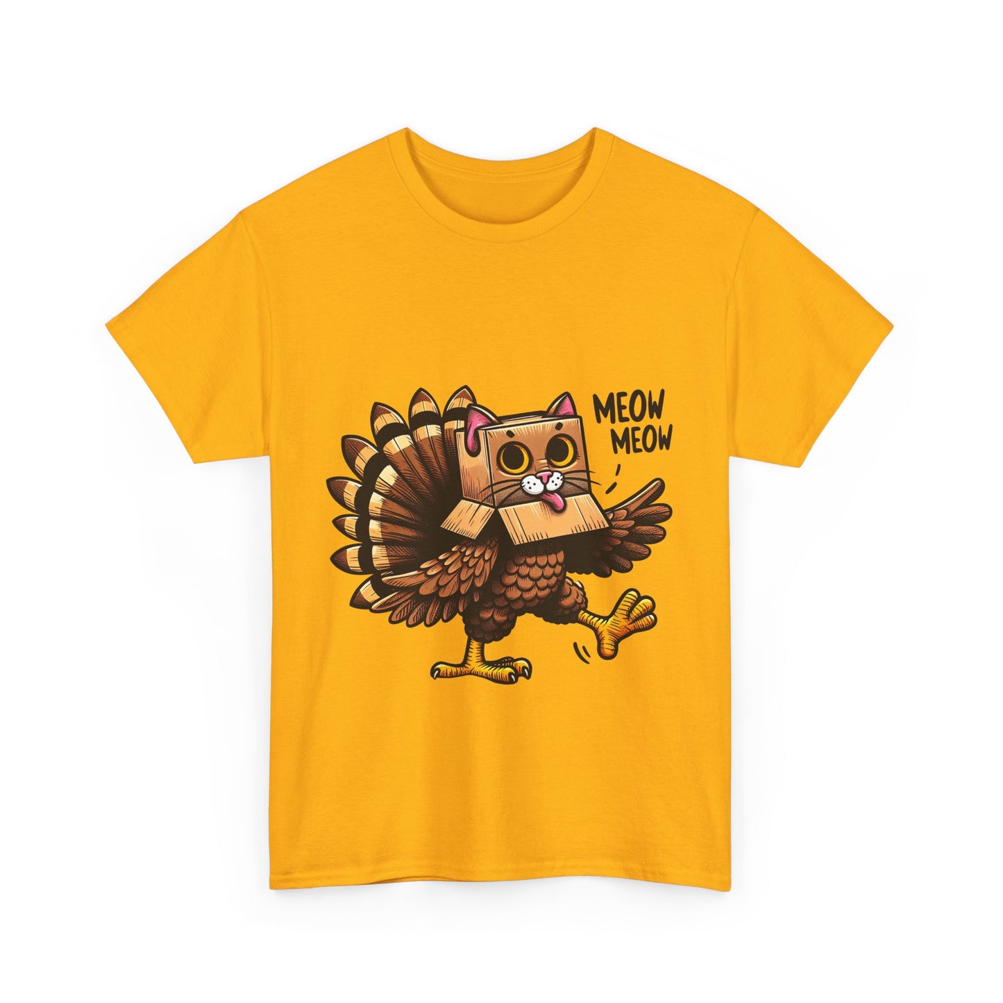 Funny Turkey Cat T-Shirt - Thanksgiving Meow Meow Cat Lover Tee