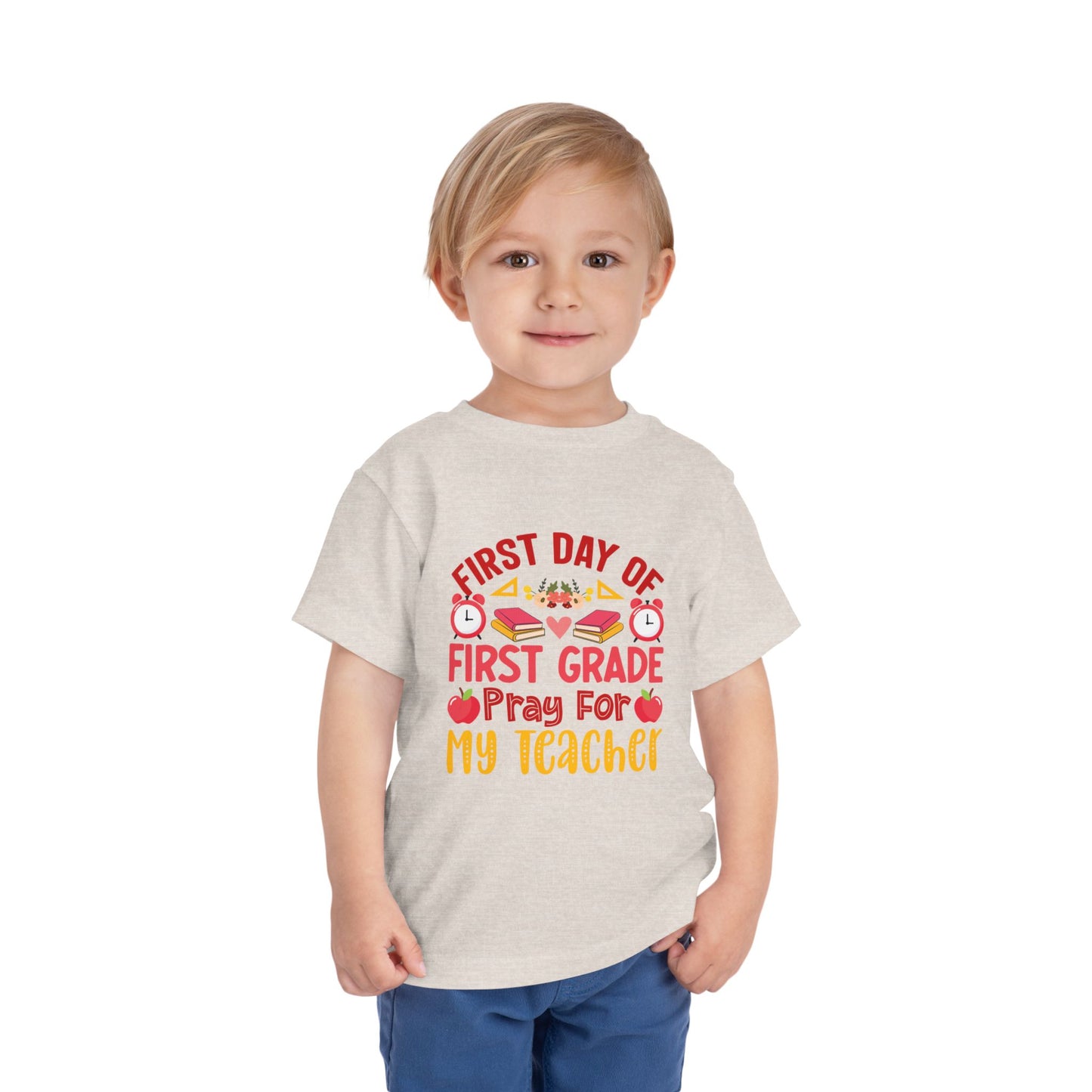 First Day of First Grade Shirt - Funny Toddler Back to School Tee, Pray for My Teacher T-Shirt, 1st Grade Humor Gift