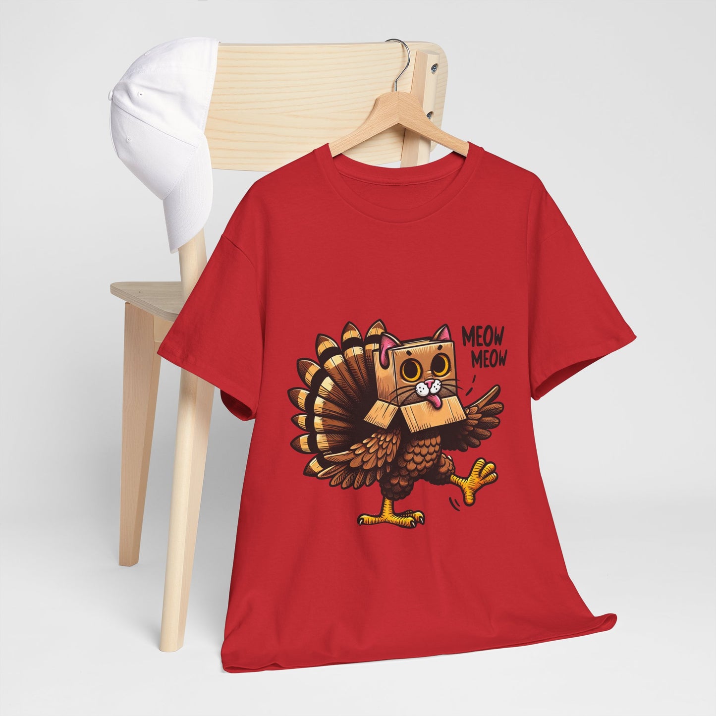 Funny Turkey Cat T-Shirt - Thanksgiving Meow Meow Cat Lover Tee